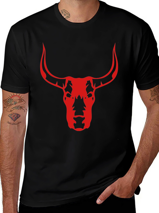 Bull Skull Graphic Tee - Black Cotton T-Shirt