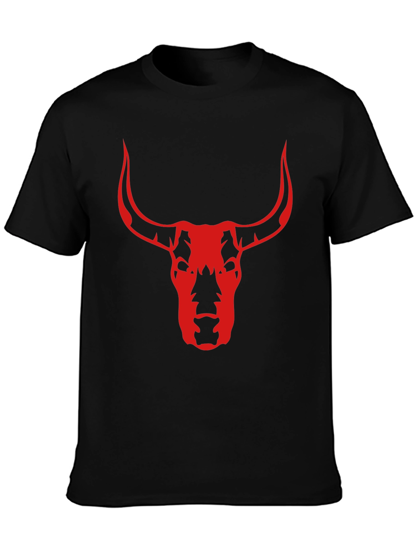 Bull Skull Graphic Tee - Black Cotton T-Shirt