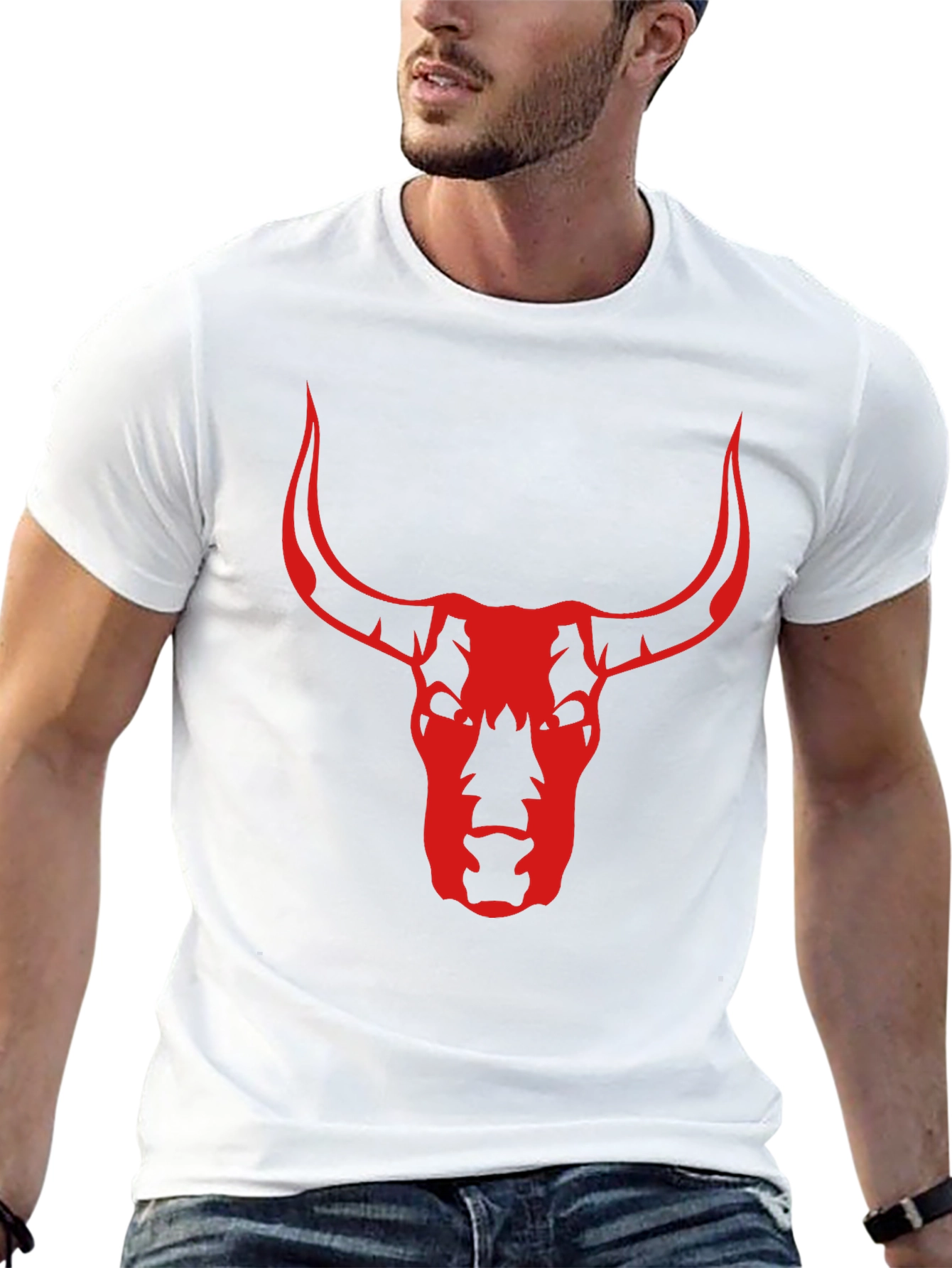 Bull Skull Graphic Tee - Black Cotton T-Shirt