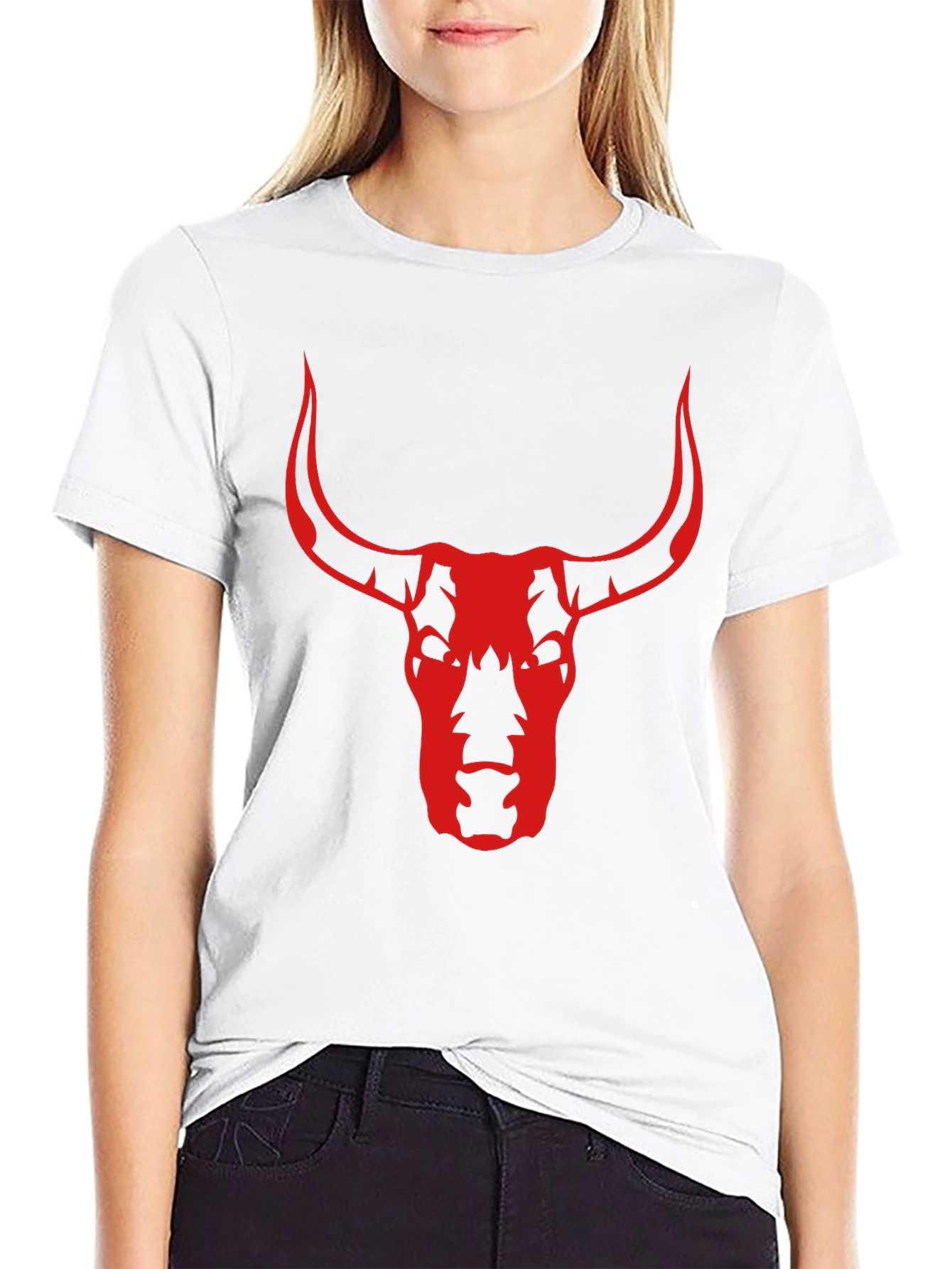 Bull Skull Graphic Tee - Black Cotton T-Shirt