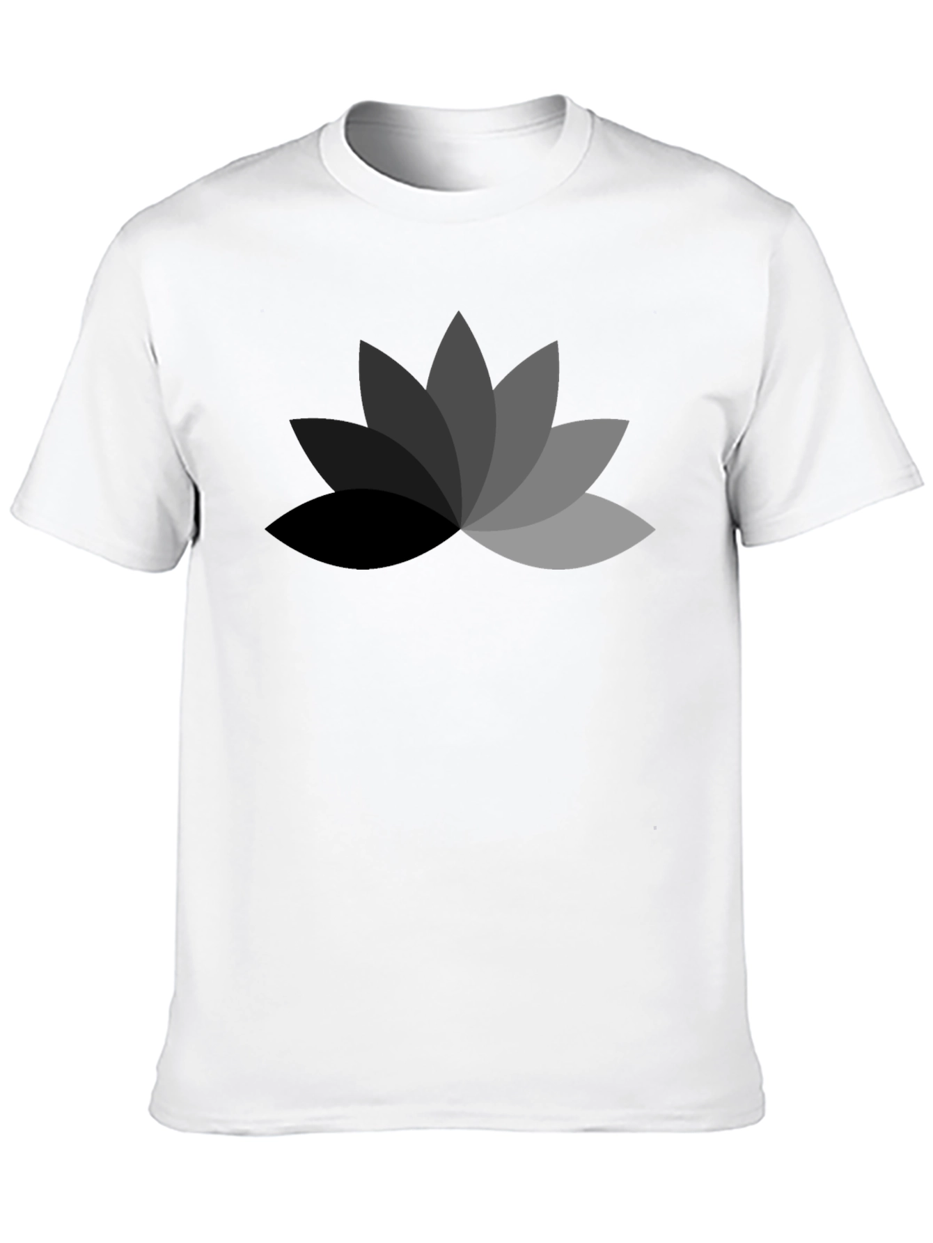 Mens Black T-Shirt with Geometric Lotus Flower Design