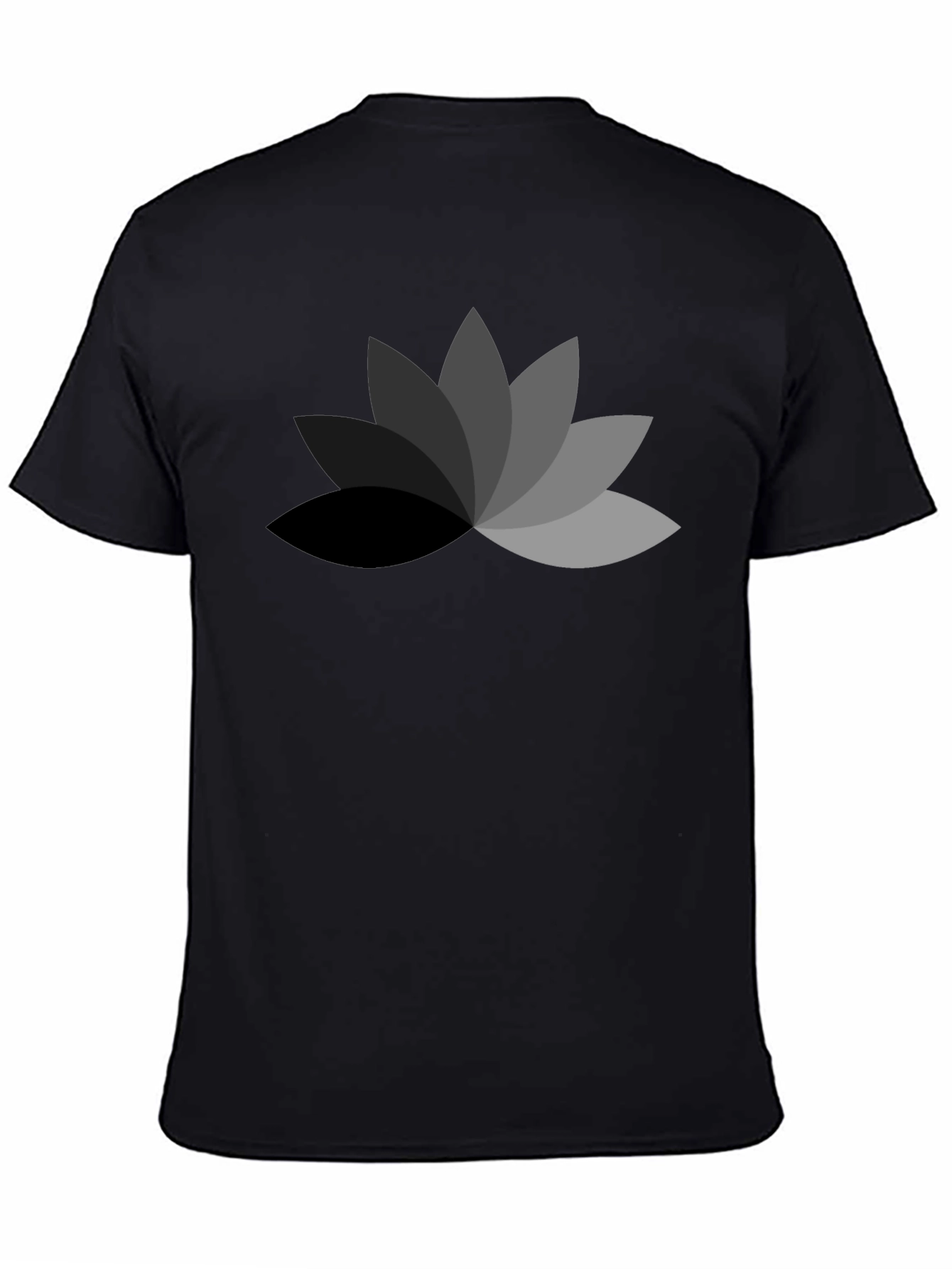 Mens Black T-Shirt with Geometric Lotus Flower Design