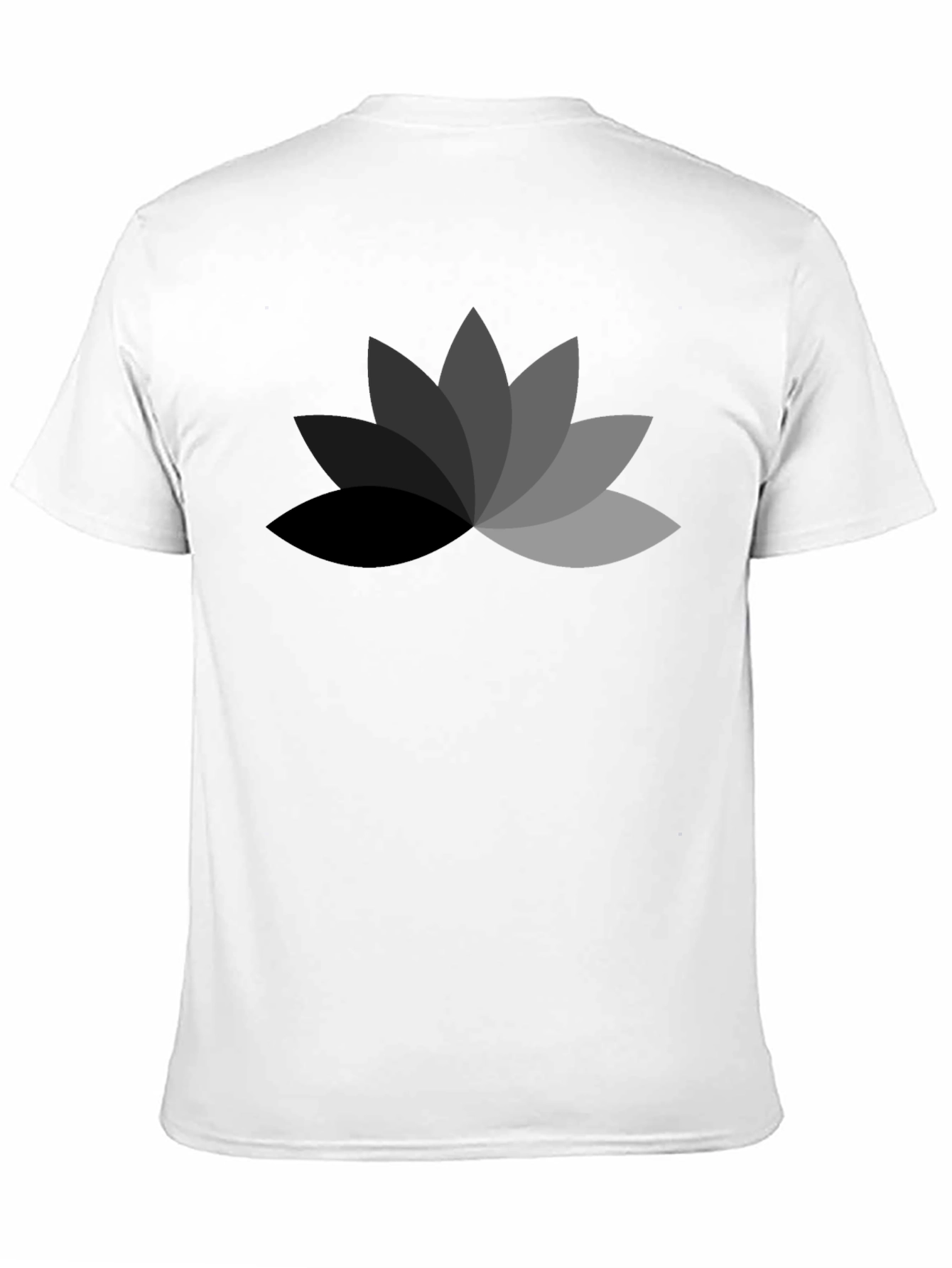 Mens Black T-Shirt with Geometric Lotus Flower Design