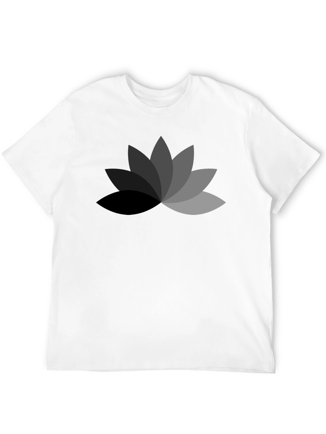 Mens Black T-Shirt with Geometric Lotus Flower Design