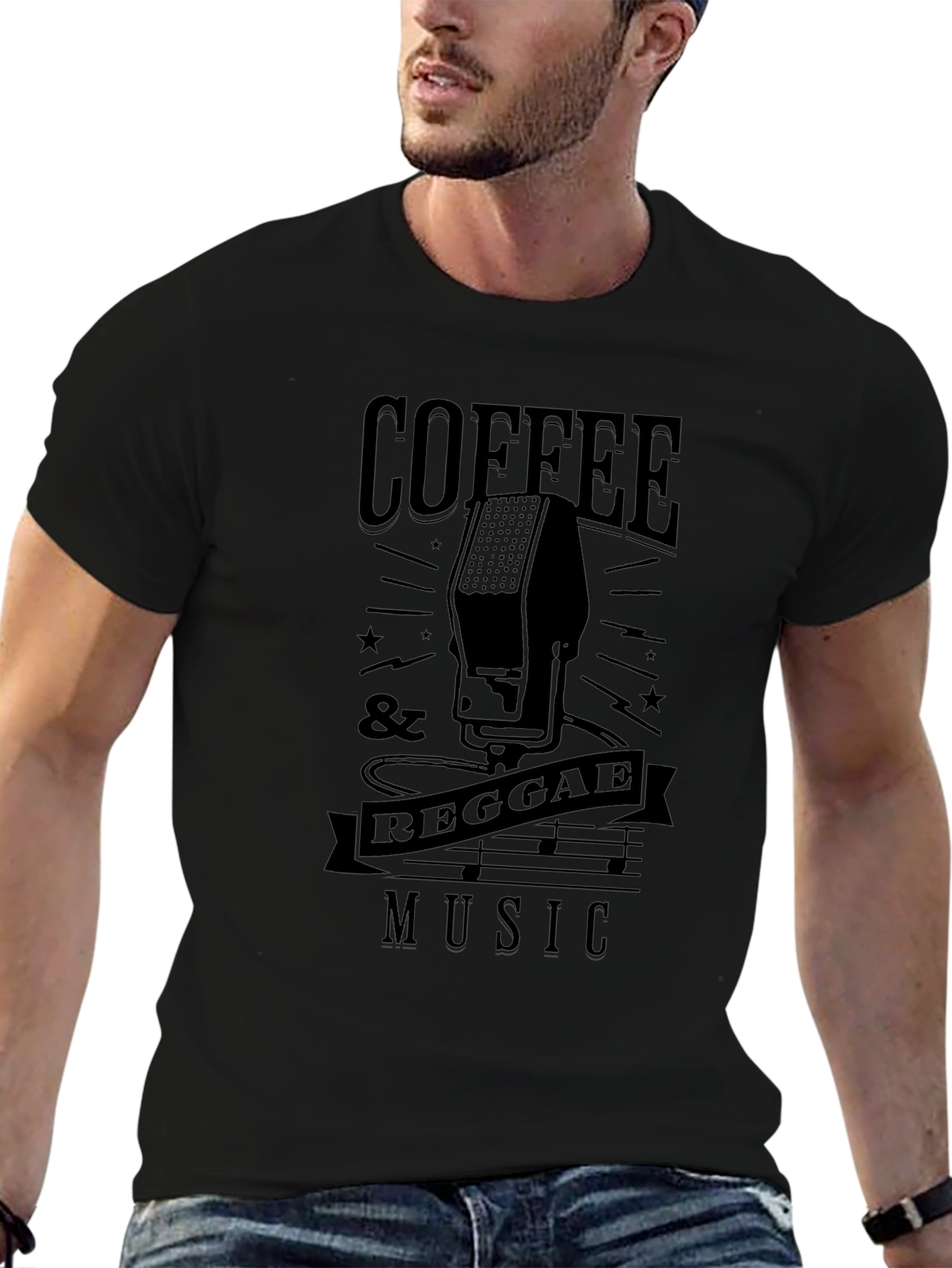 Coffee & Reggae Music Black T-Shirt