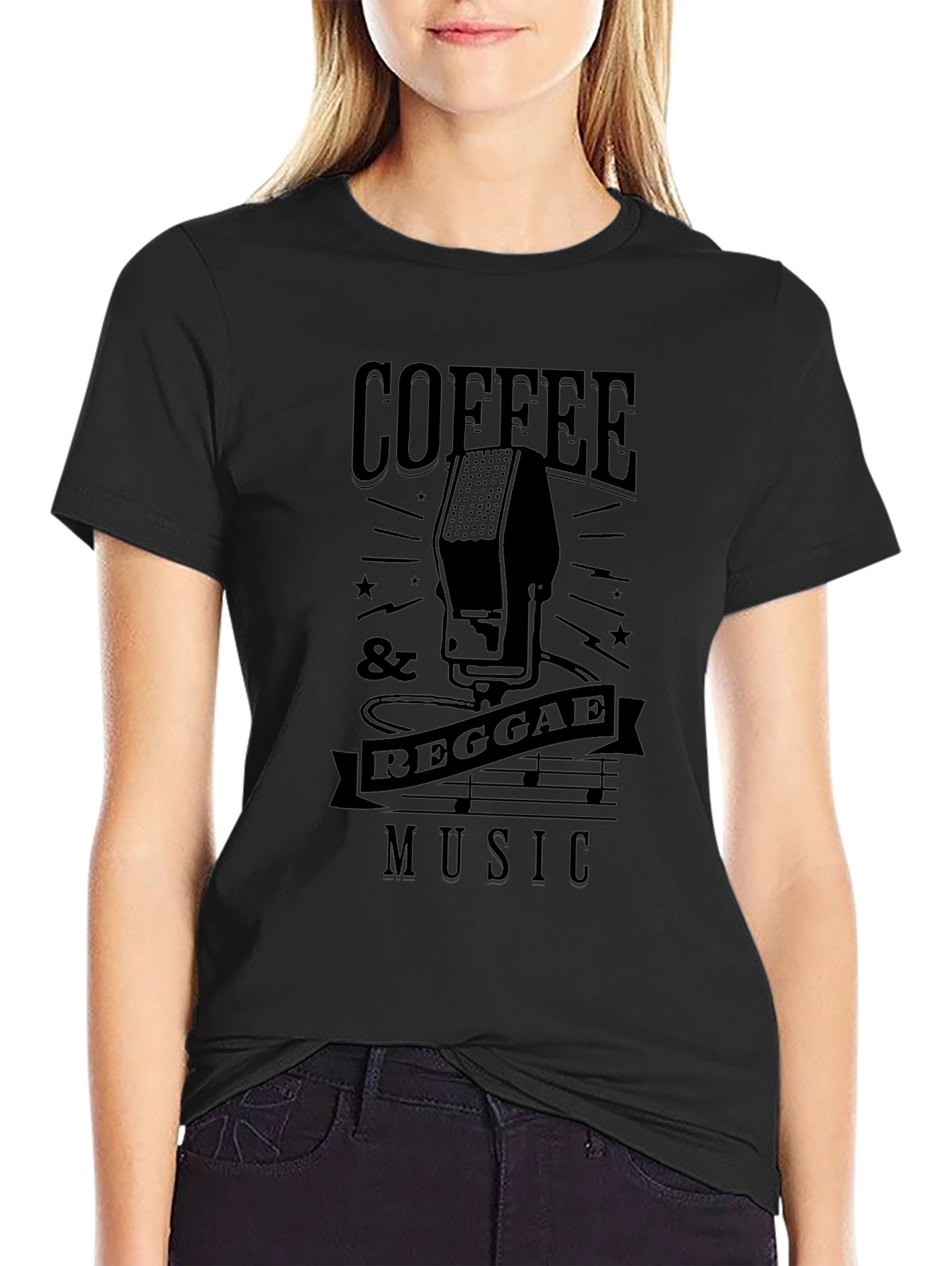 Coffee & Reggae Music Black T-Shirt