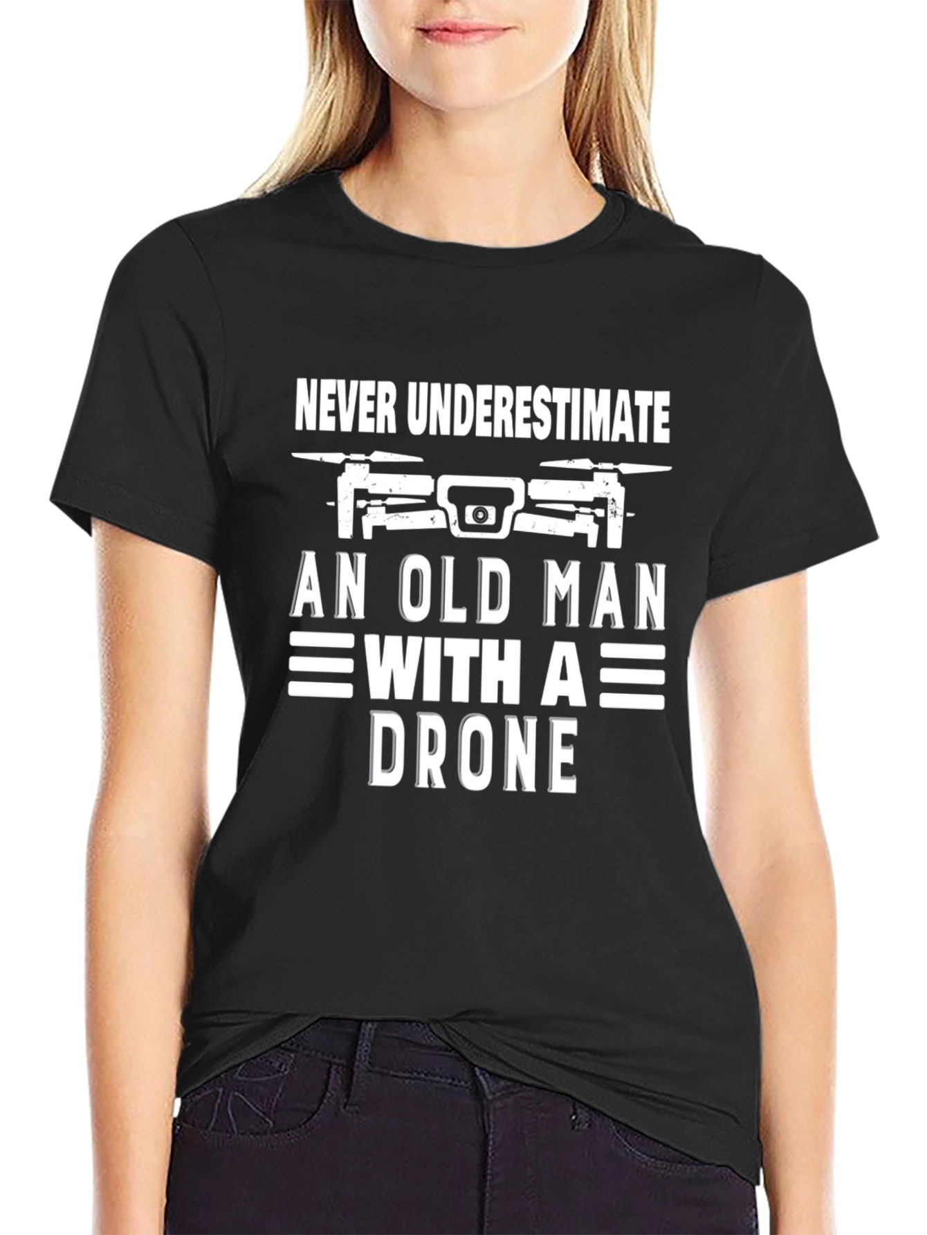 Never Underestimate Old Man with Drone T-Shirt