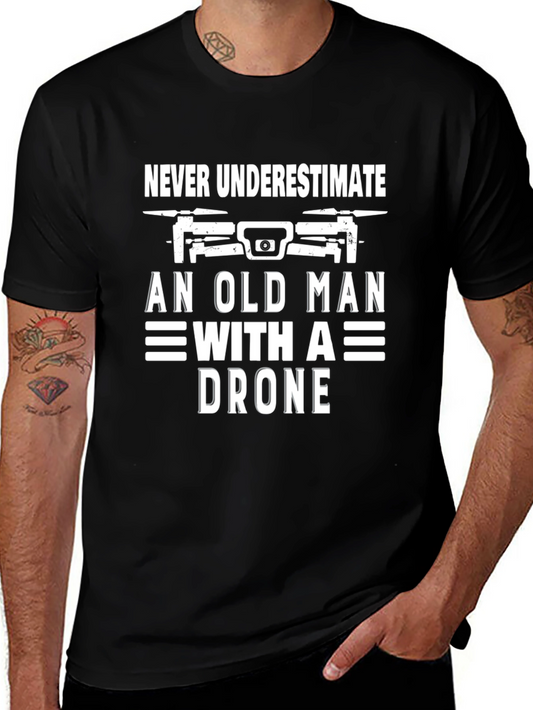 Never Underestimate Old Man with Drone T-Shirt