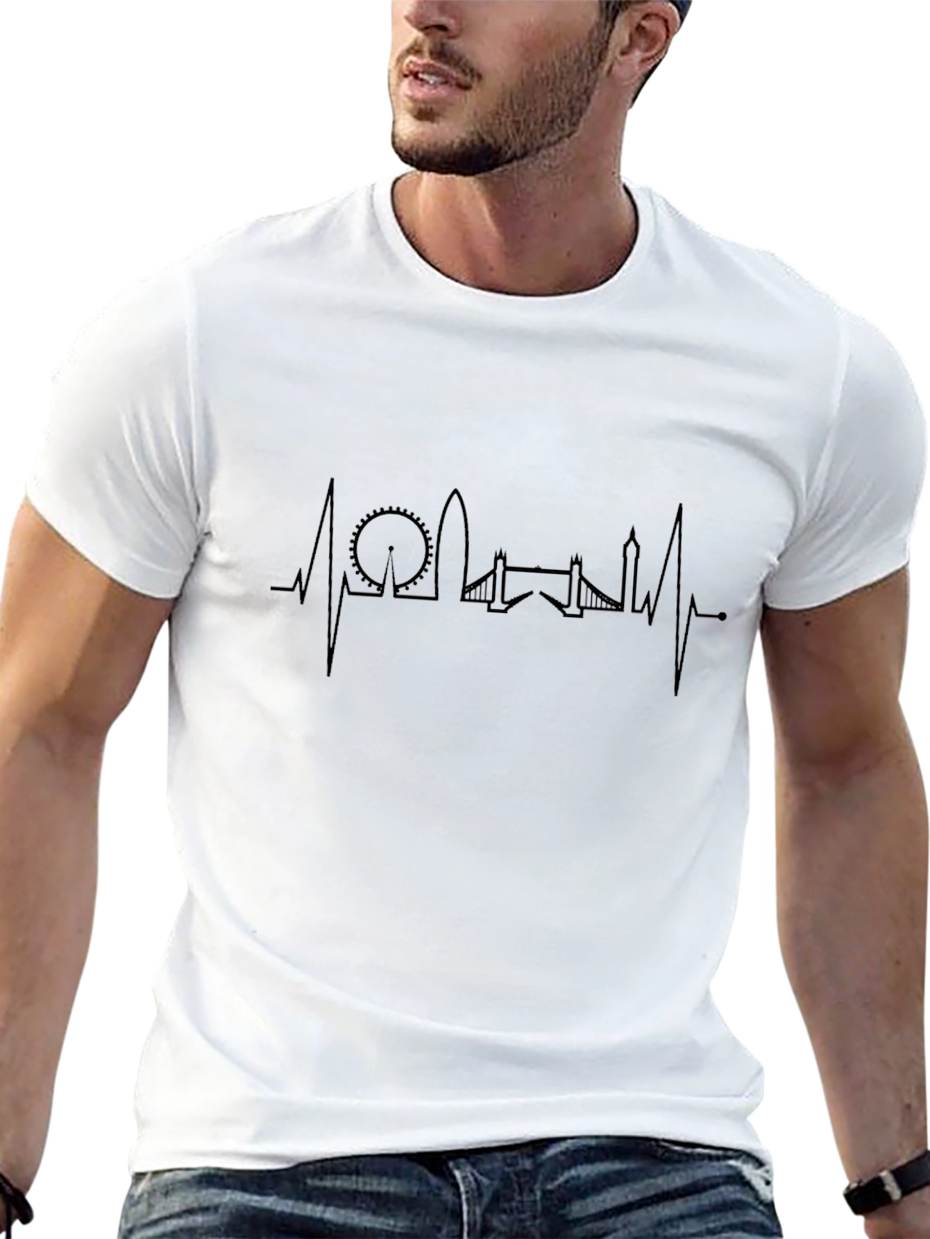 London Skyline Heartbeat Black T-Shirt