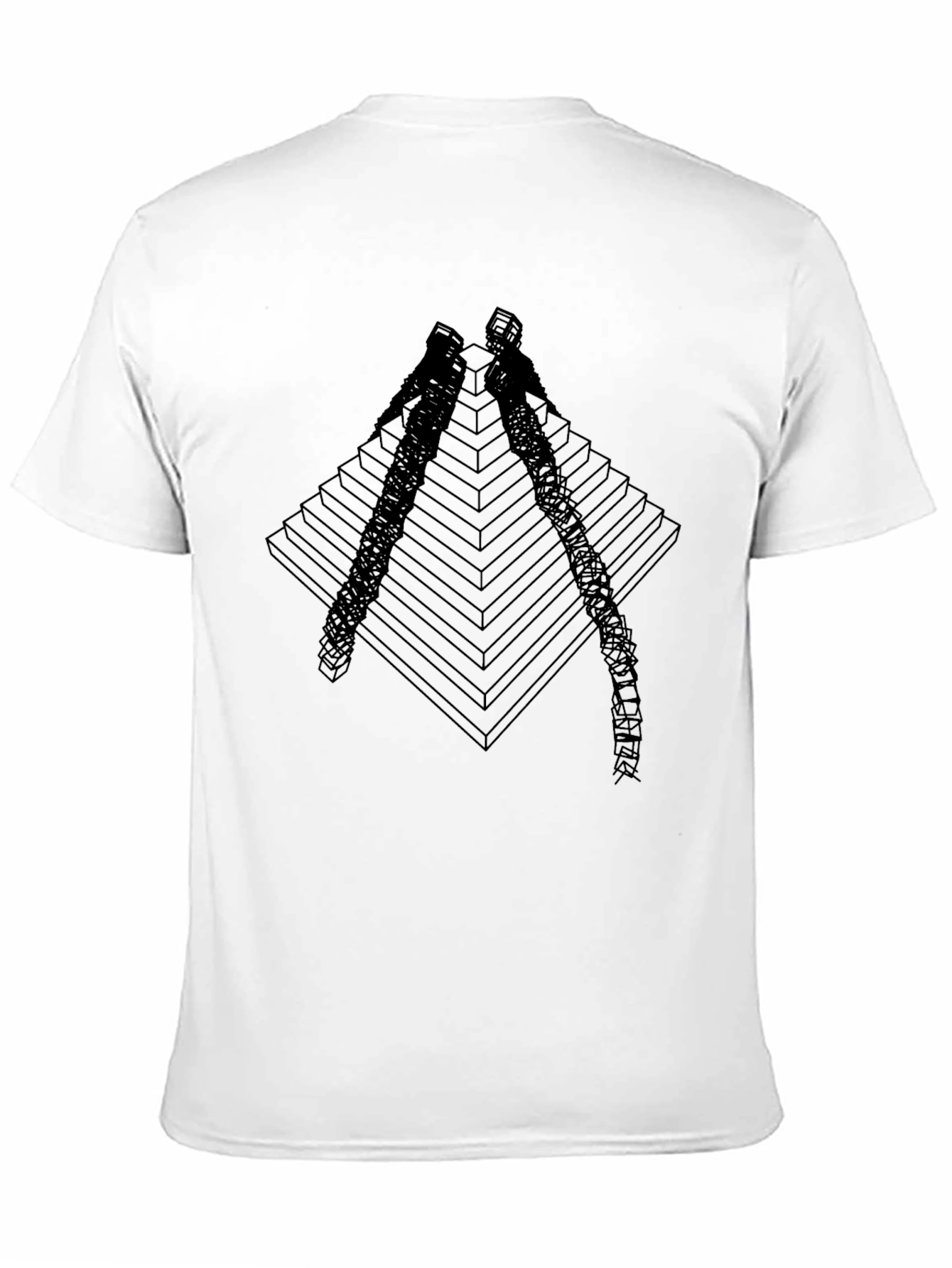 Geometric Pyramid Climber Graphic Tee - Black