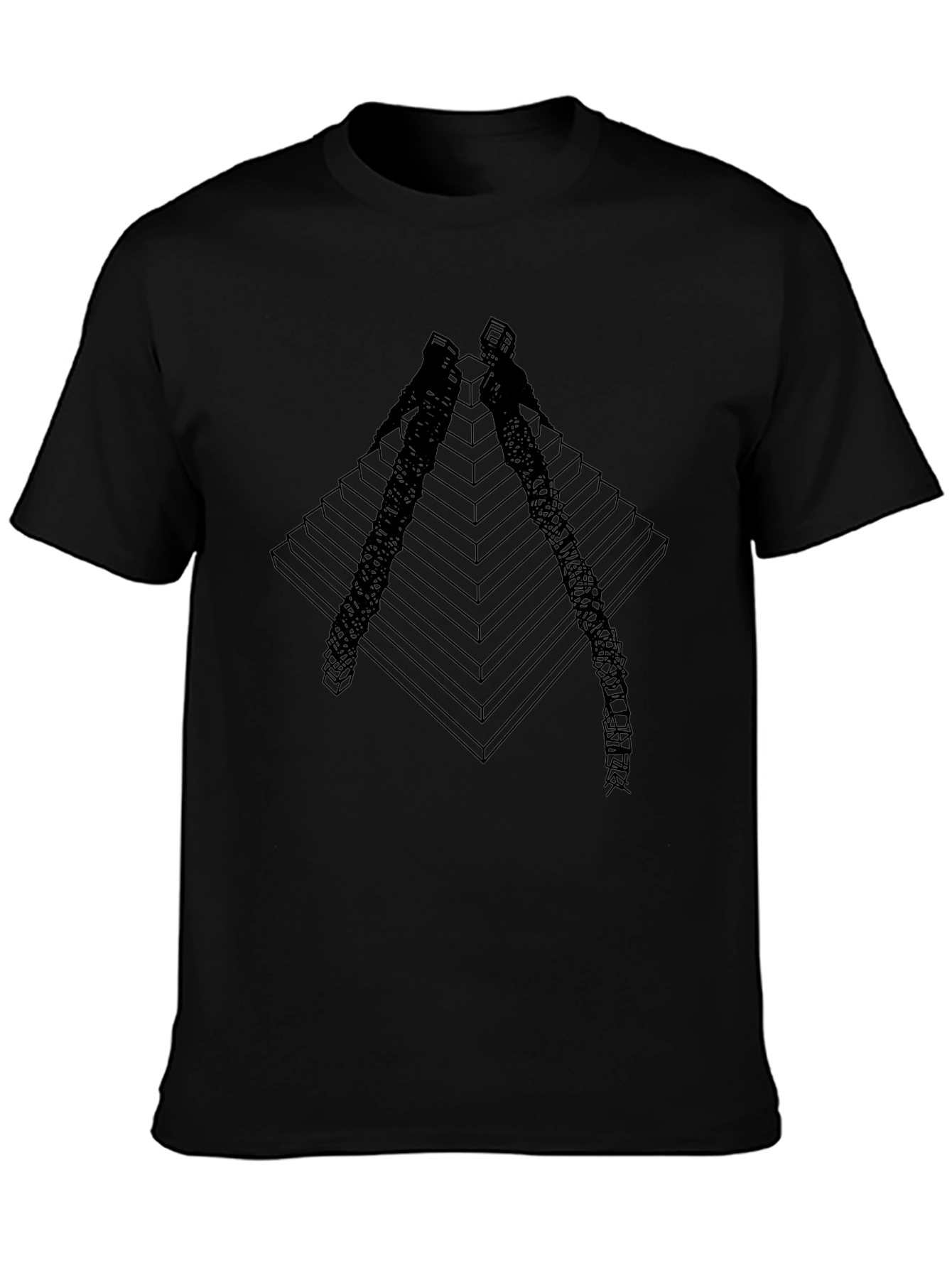 Geometric Pyramid Climber Graphic Tee - Black