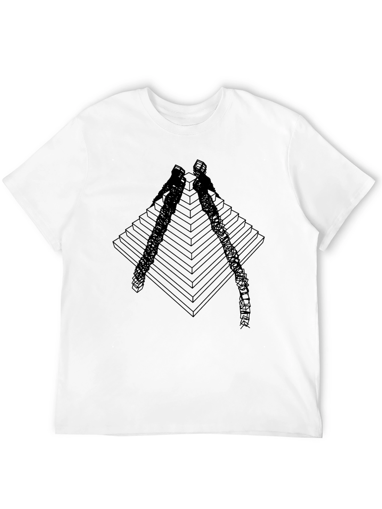 Geometric Pyramid Climber Graphic Tee - Black