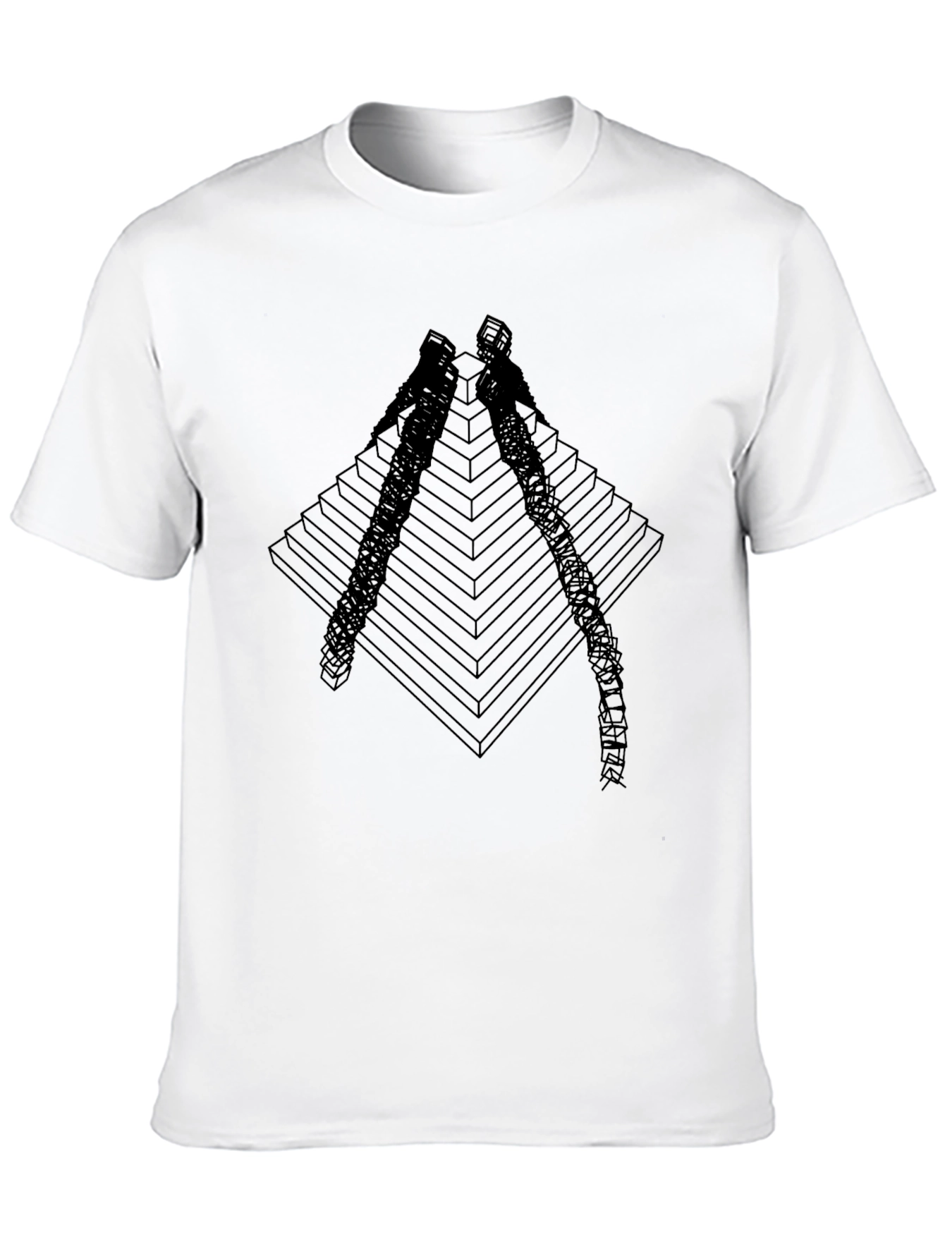 Geometric Pyramid Climber Graphic Tee - Black