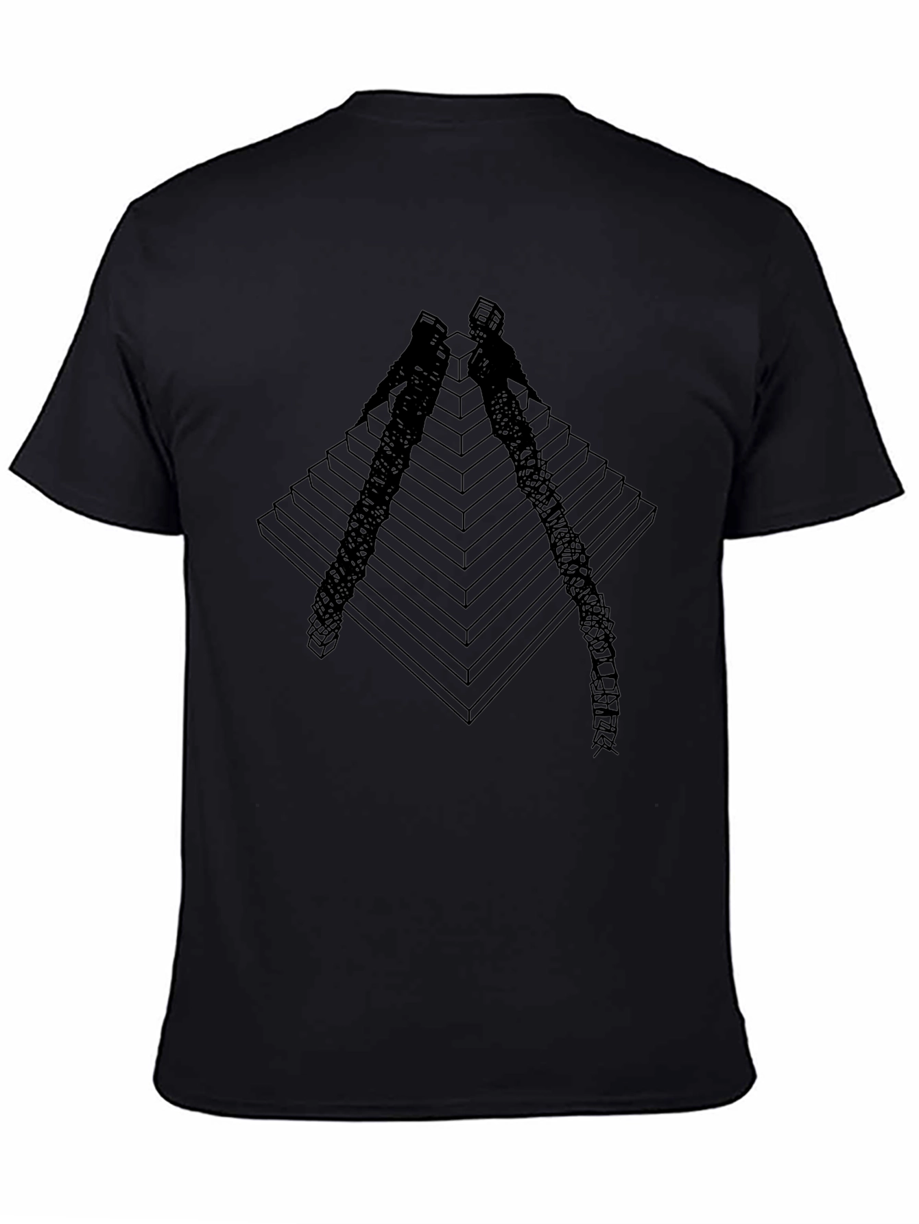 Geometric Pyramid Climber Graphic Tee - Black