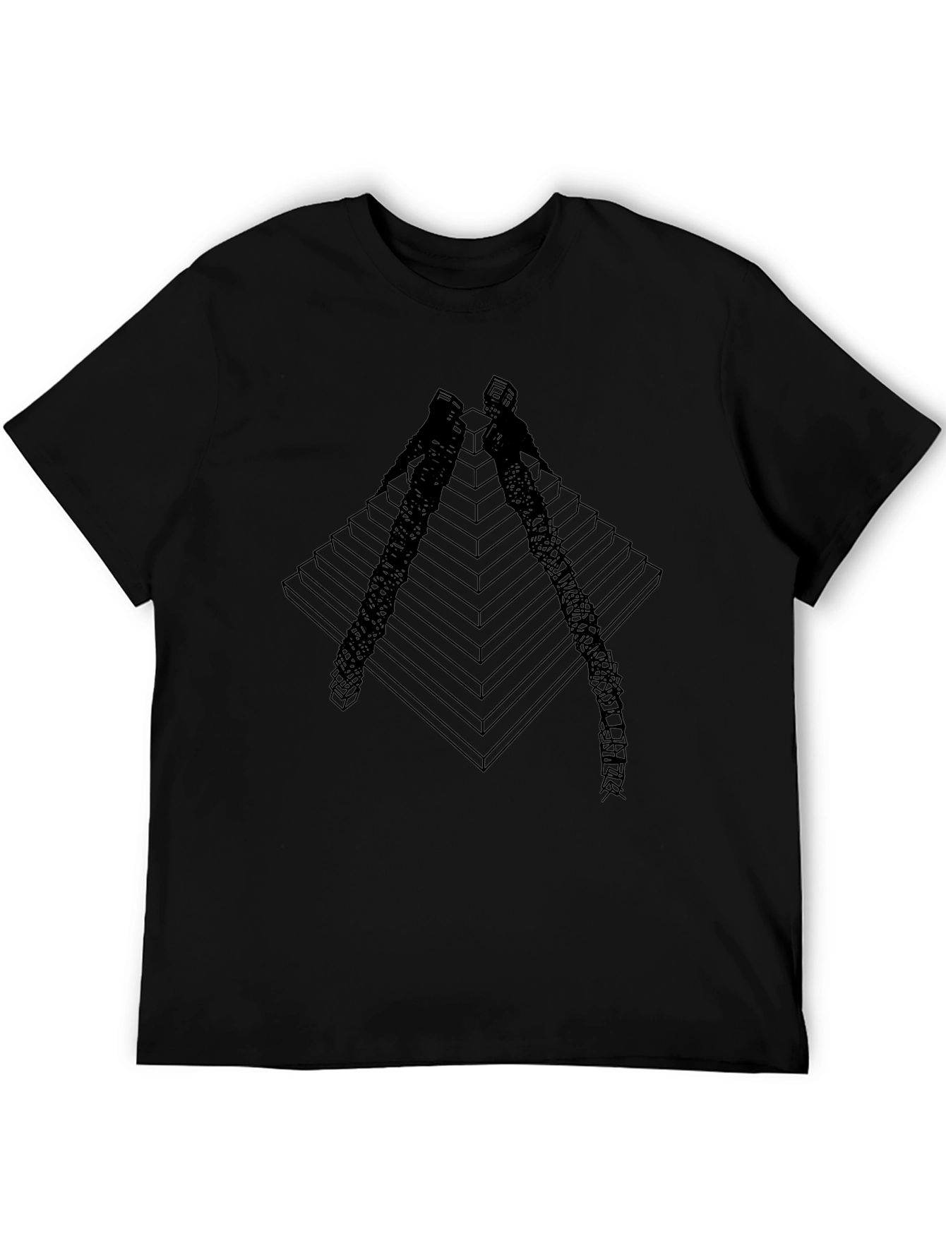 Geometric Pyramid Climber Graphic Tee - Black