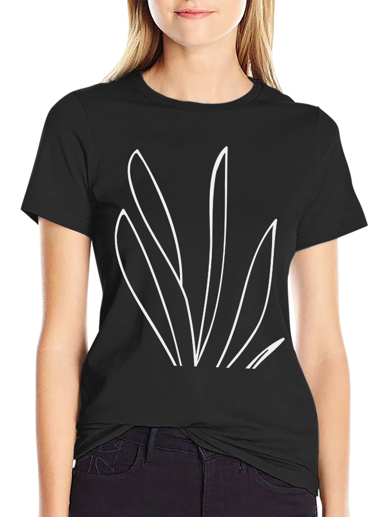 Abstract Floral Graphic Tee - Black