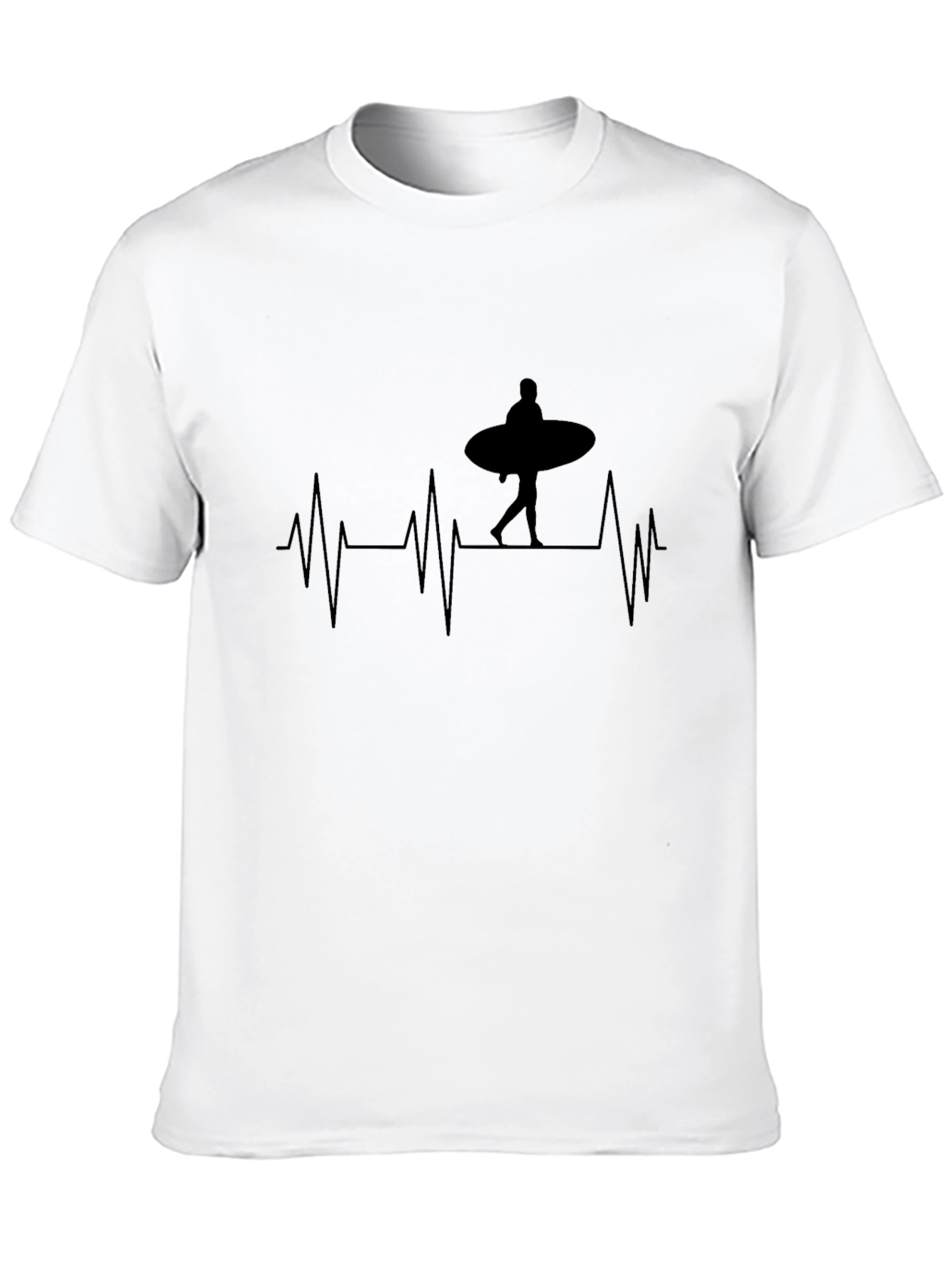Surfer Heartbeat T-Shirt - Black