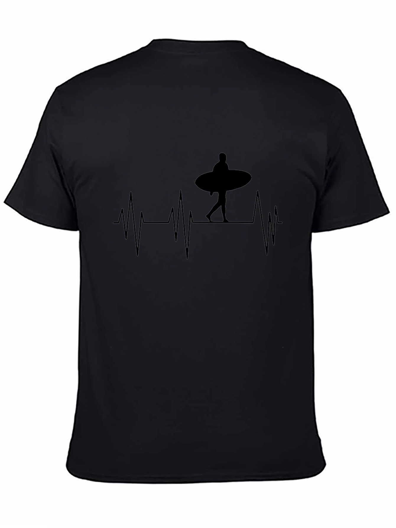 Surfer Heartbeat T-Shirt - Black