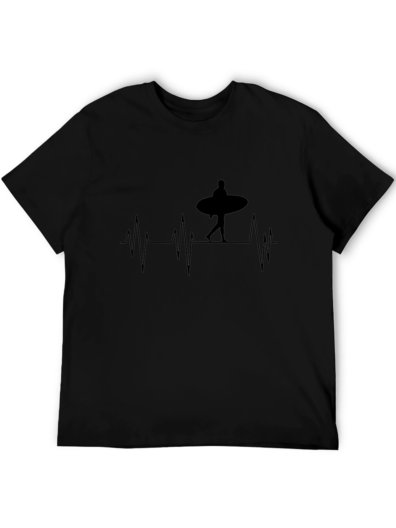 Surfer Heartbeat T-Shirt - Black