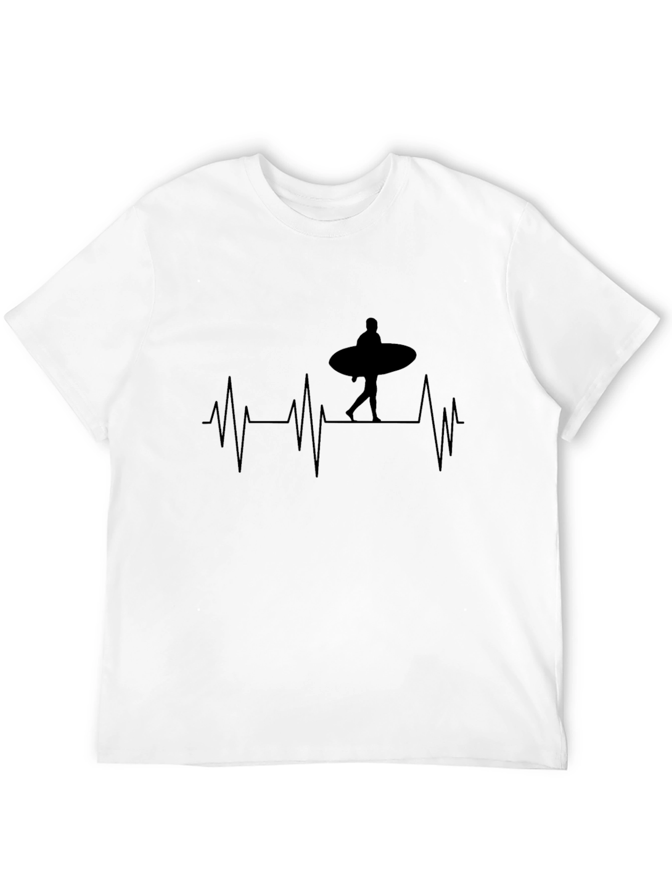 Surfer Heartbeat T-Shirt - Black
