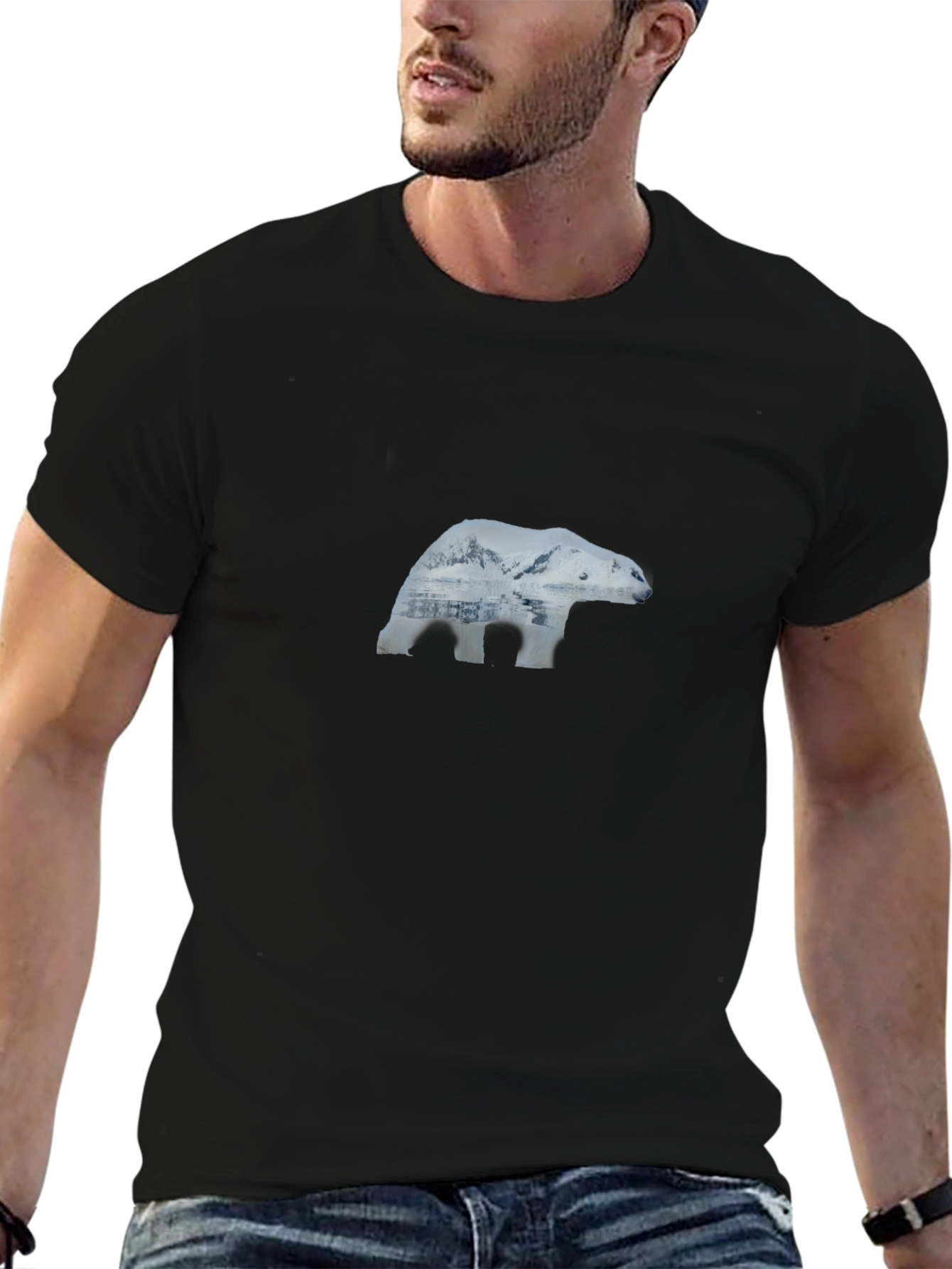 Polar Bear Landscape Graphic Tee - Black