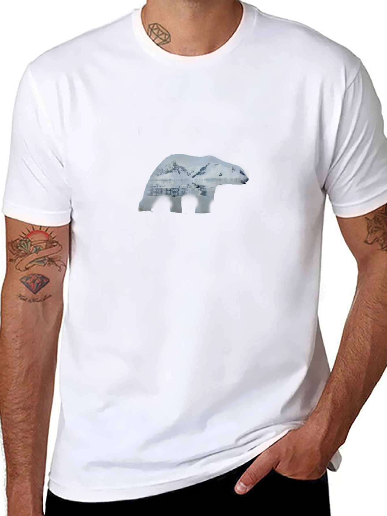 Polar Bear Landscape Graphic Tee - Black