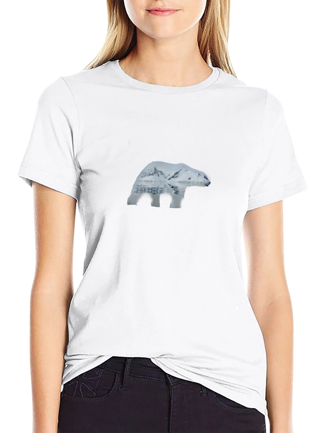 Polar Bear Landscape Graphic Tee - Black
