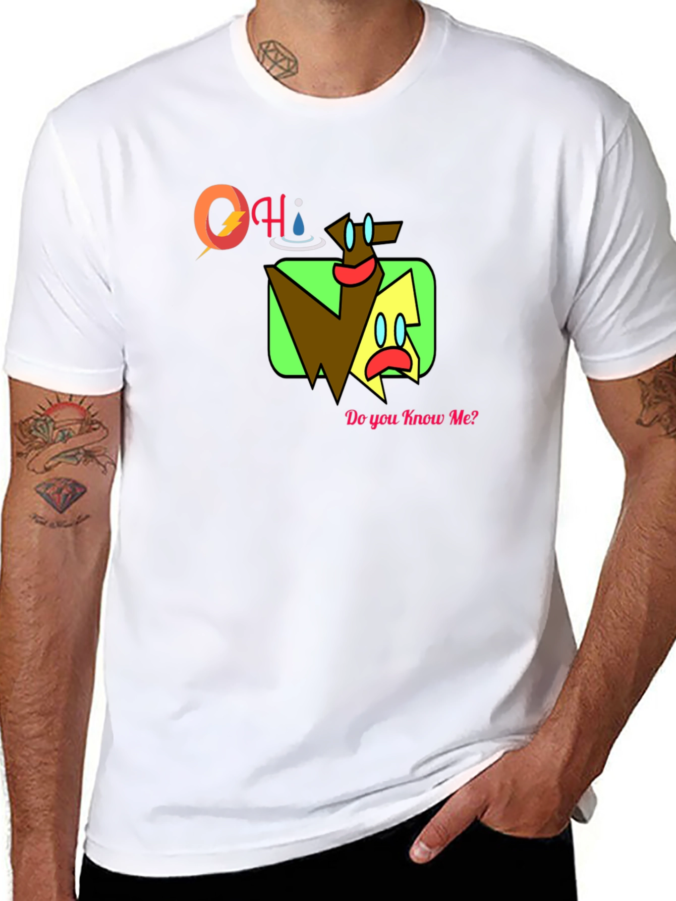Abstract Graphic Print T-Shirt - Do You Know Me?