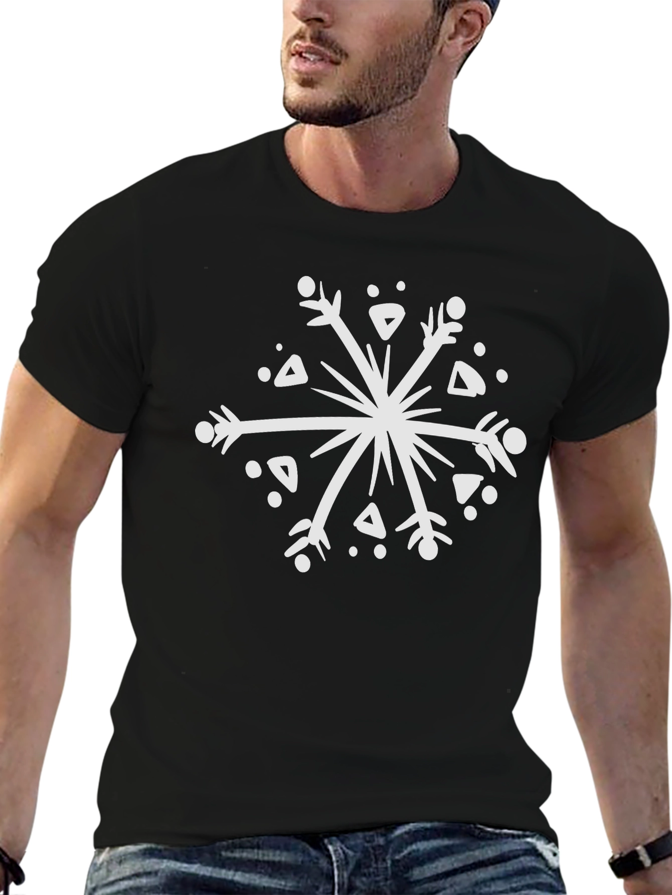 Black Snowflake Graphic Tee - Stylish Winter Wear