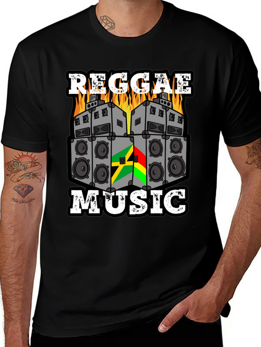 Reggae Music Graphic Tee - Black Cotton