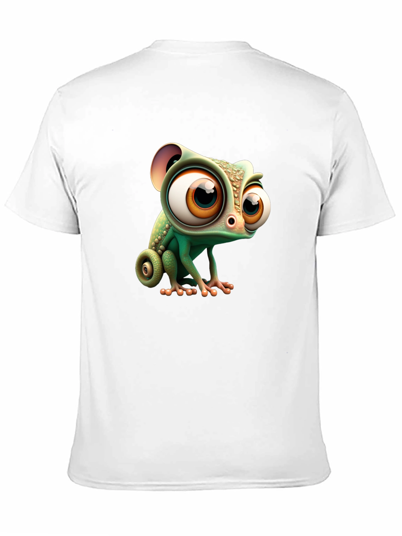 Cute Cartoon Chameleon Graphic Tee - Black
