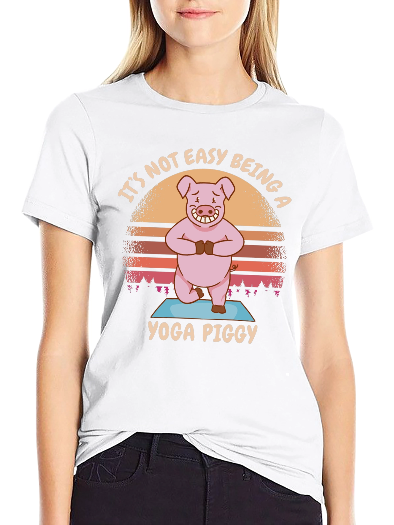 Yoga Piggy T-Shirt - Funny Cartoon Pig Tee