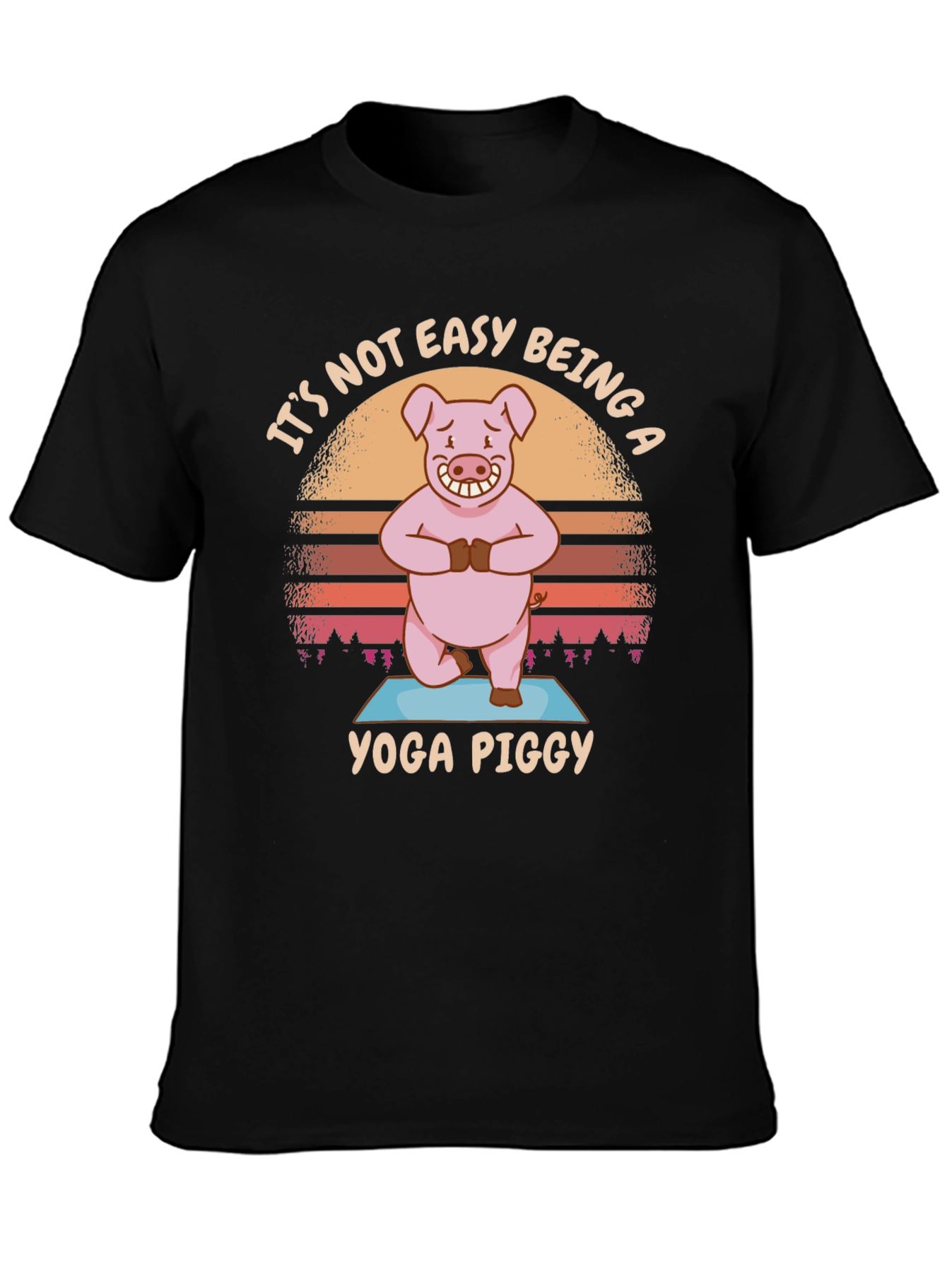 Yoga Piggy T-Shirt - Funny Cartoon Pig Tee