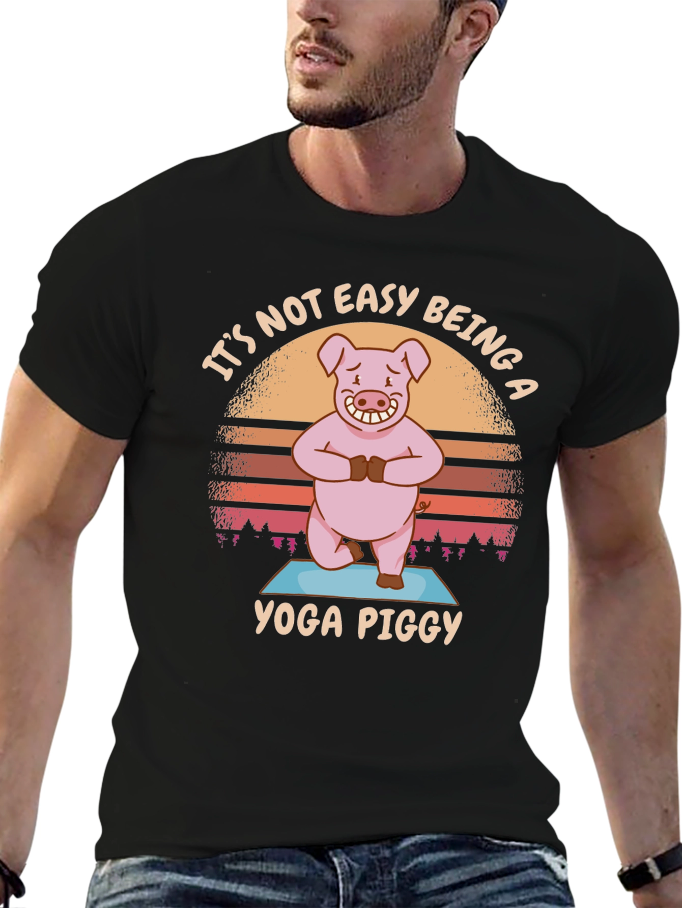 Yoga Piggy T-Shirt - Funny Cartoon Pig Tee