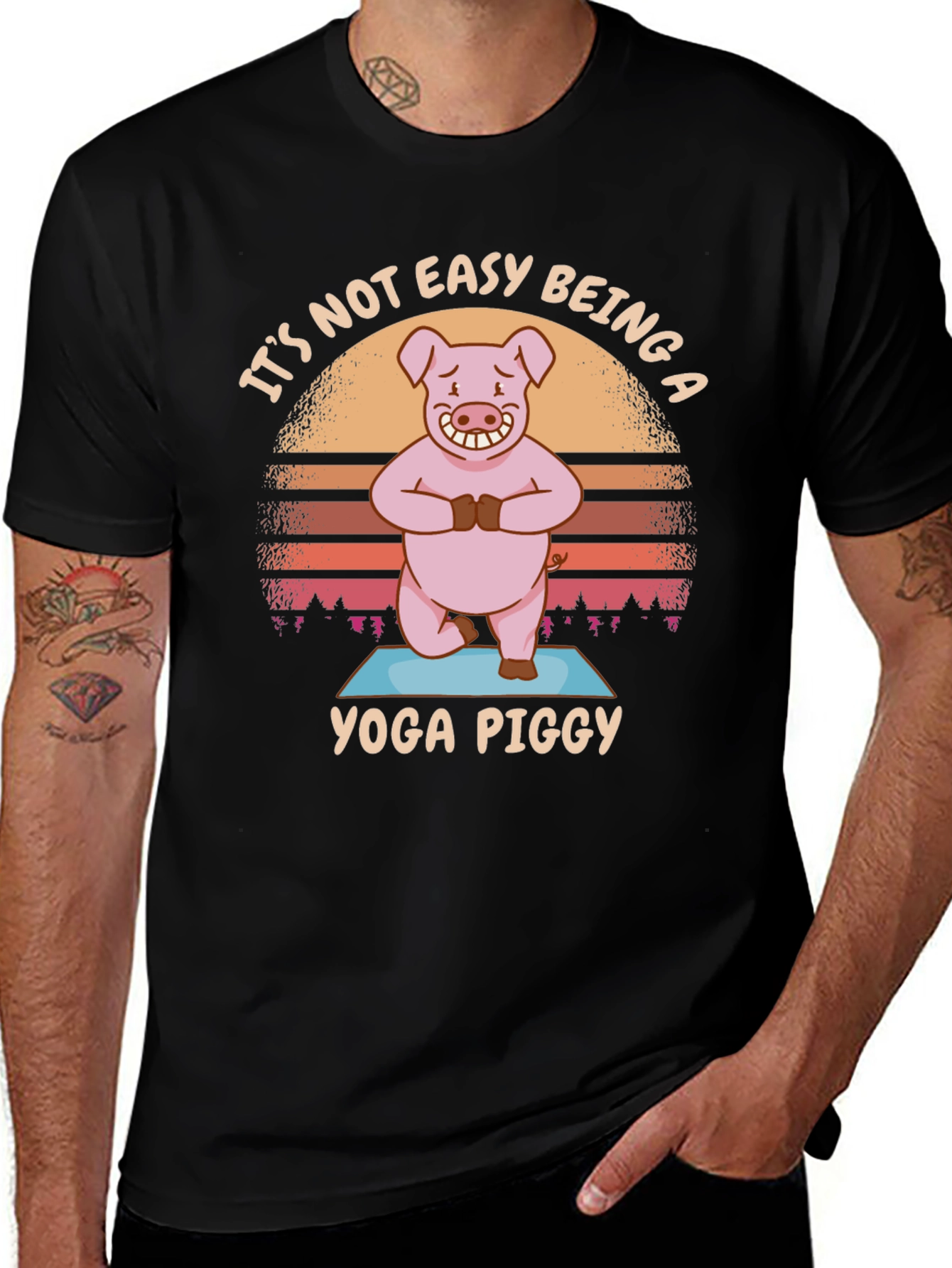 Yoga Piggy T-Shirt - Funny Cartoon Pig Tee