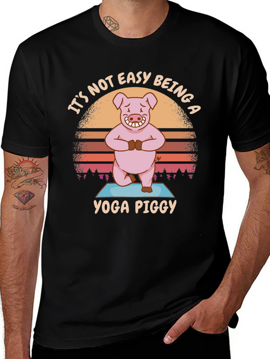 Yoga Piggy T-Shirt - Funny Cartoon Pig Tee