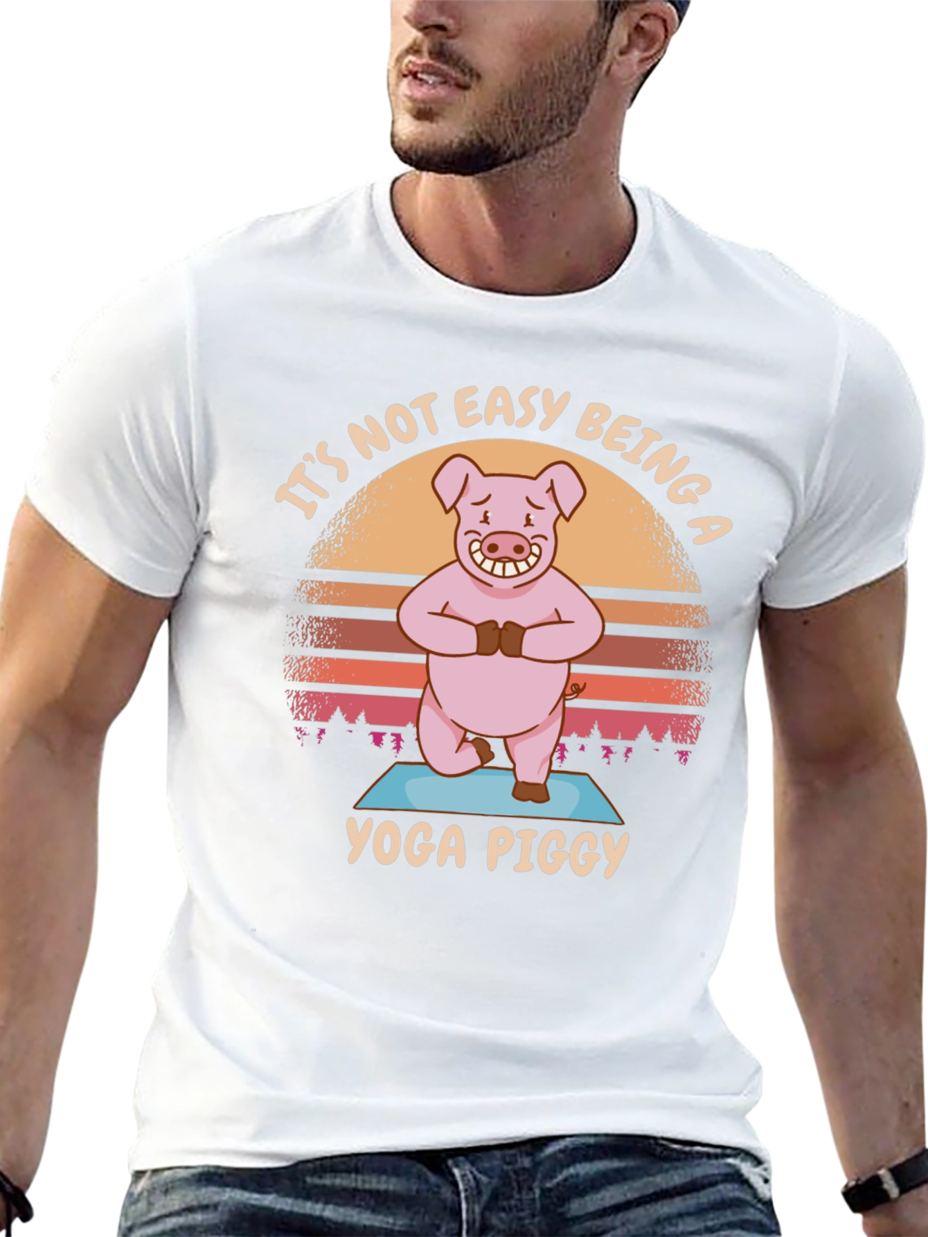 Yoga Piggy T-Shirt - Funny Cartoon Pig Tee