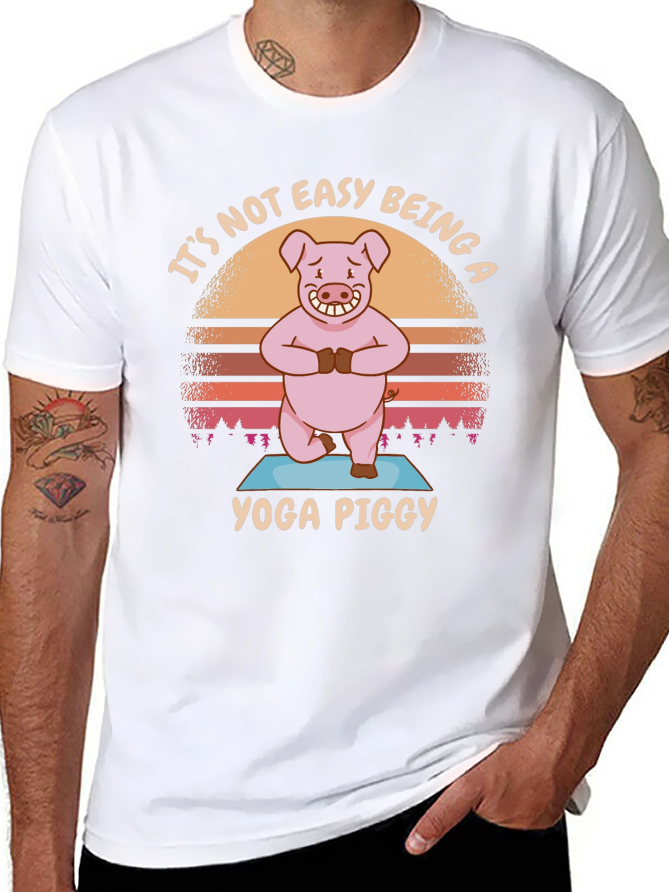 Yoga Piggy T-Shirt - Funny Cartoon Pig Tee