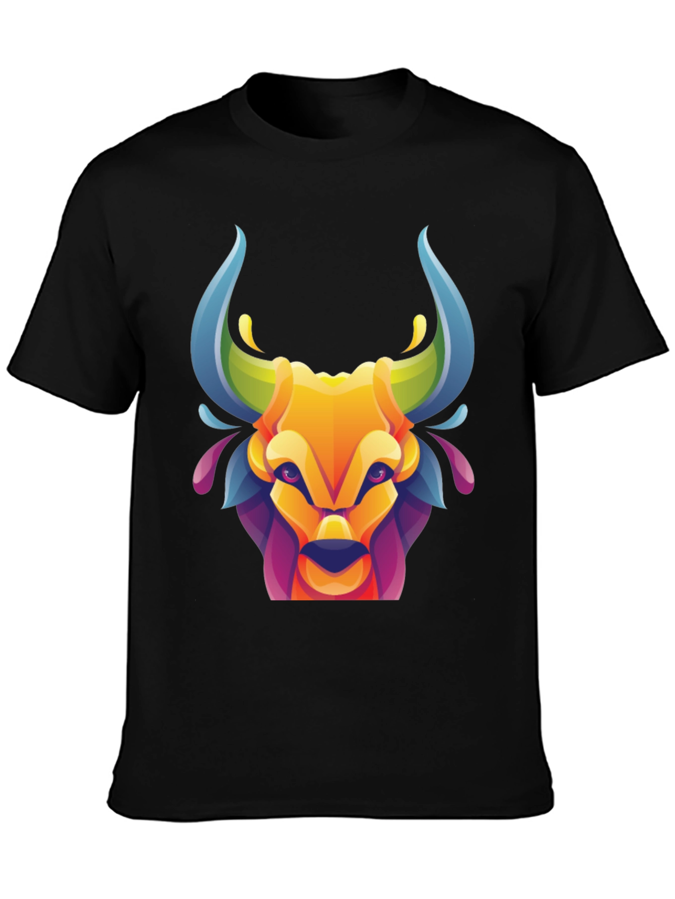 Vibrant Bull Graphic Tee - Stylish Mens Black T-Shirt