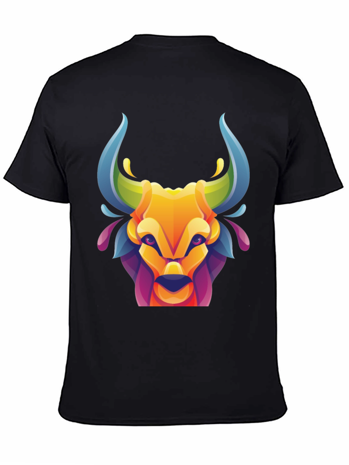 Vibrant Bull Graphic Tee - Stylish Mens Black T-Shirt