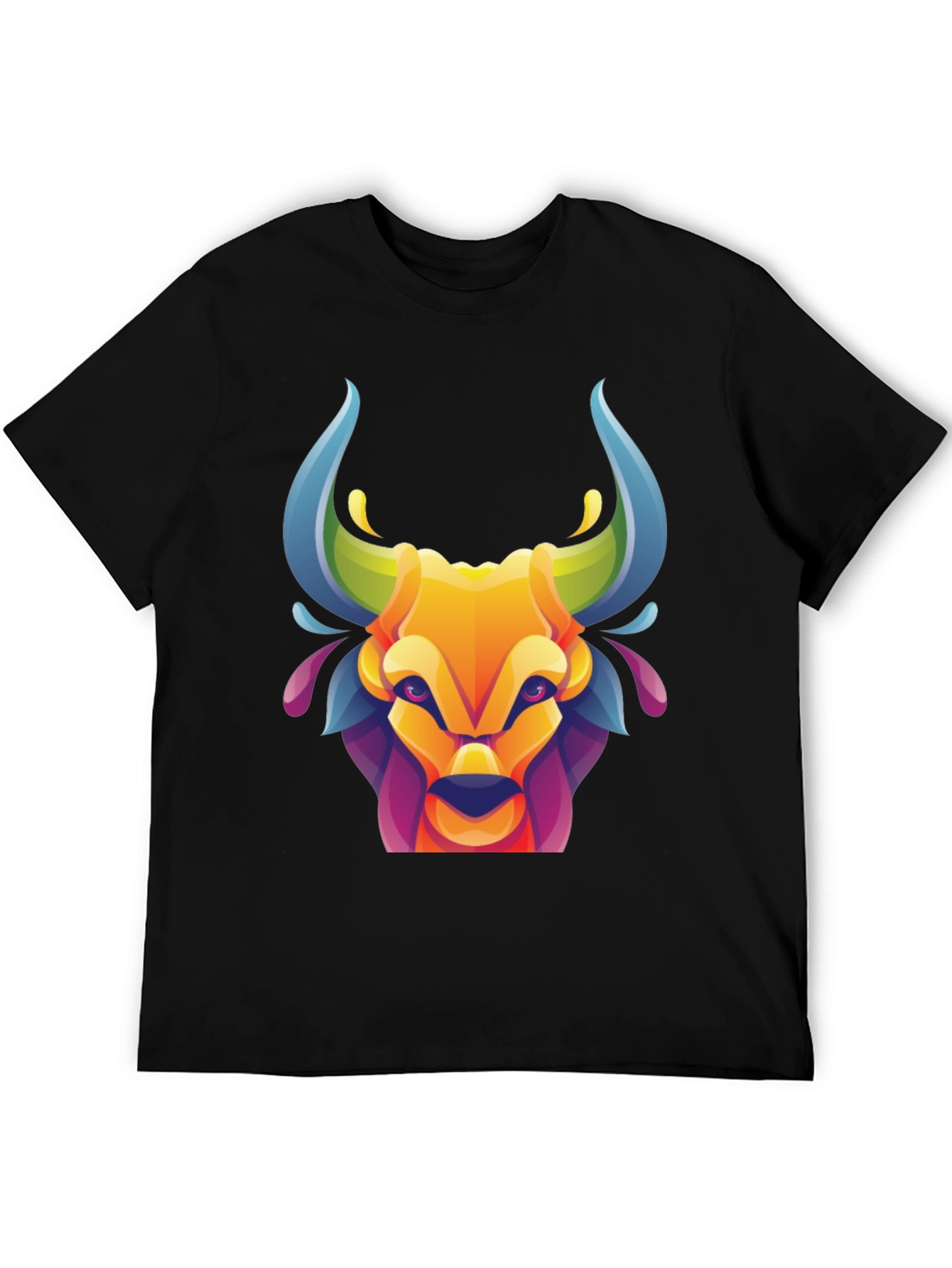 Vibrant Bull Graphic Tee - Stylish Mens Black T-Shirt