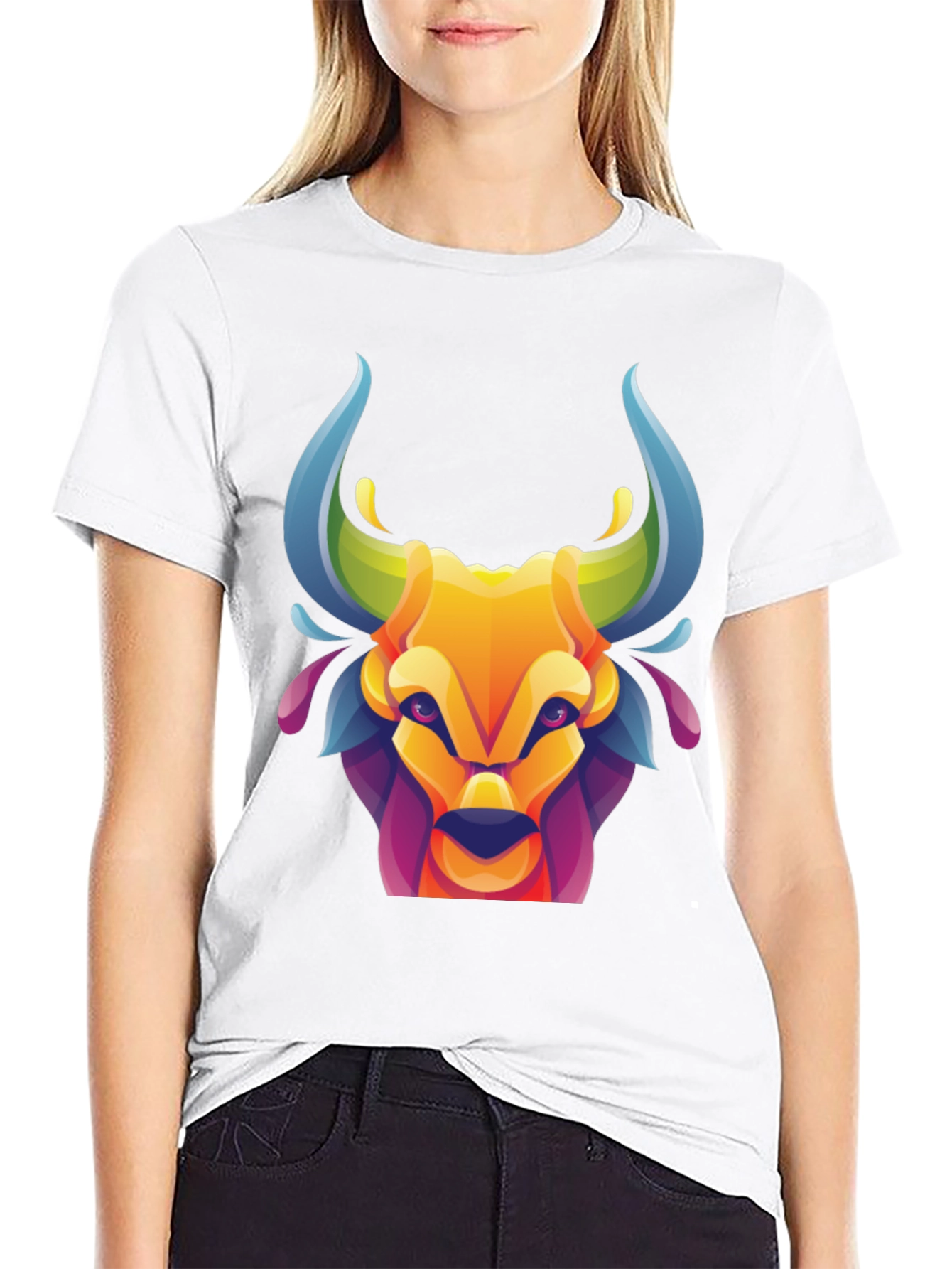 Vibrant Bull Graphic Tee - Stylish Mens Black T-Shirt