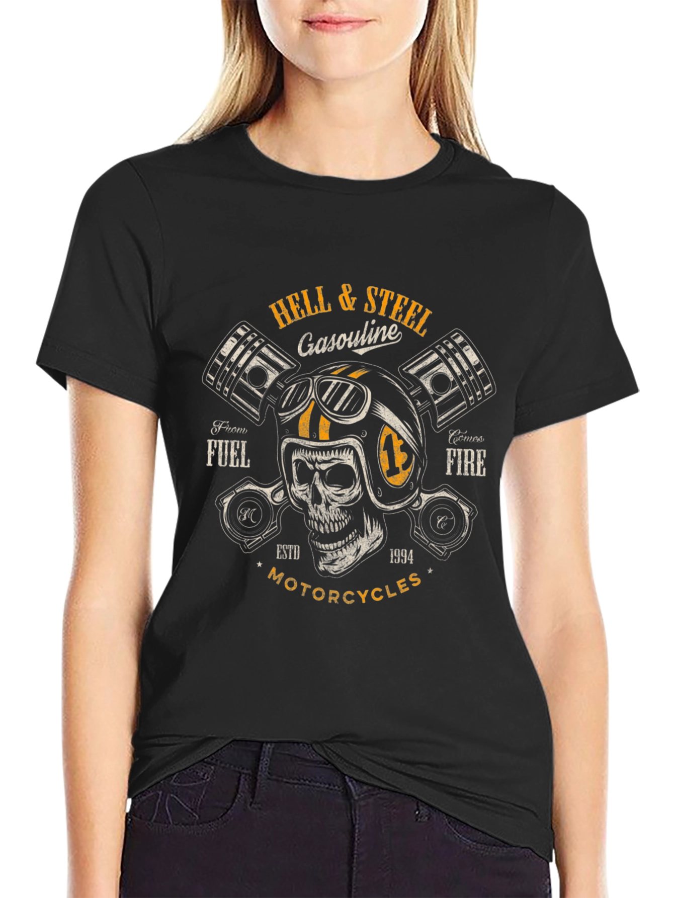 Hell & Steel Motorcycle Graphic T-Shirt