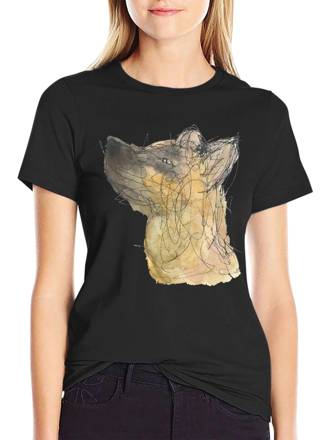 Abstract Dog Art Black T-Shirt