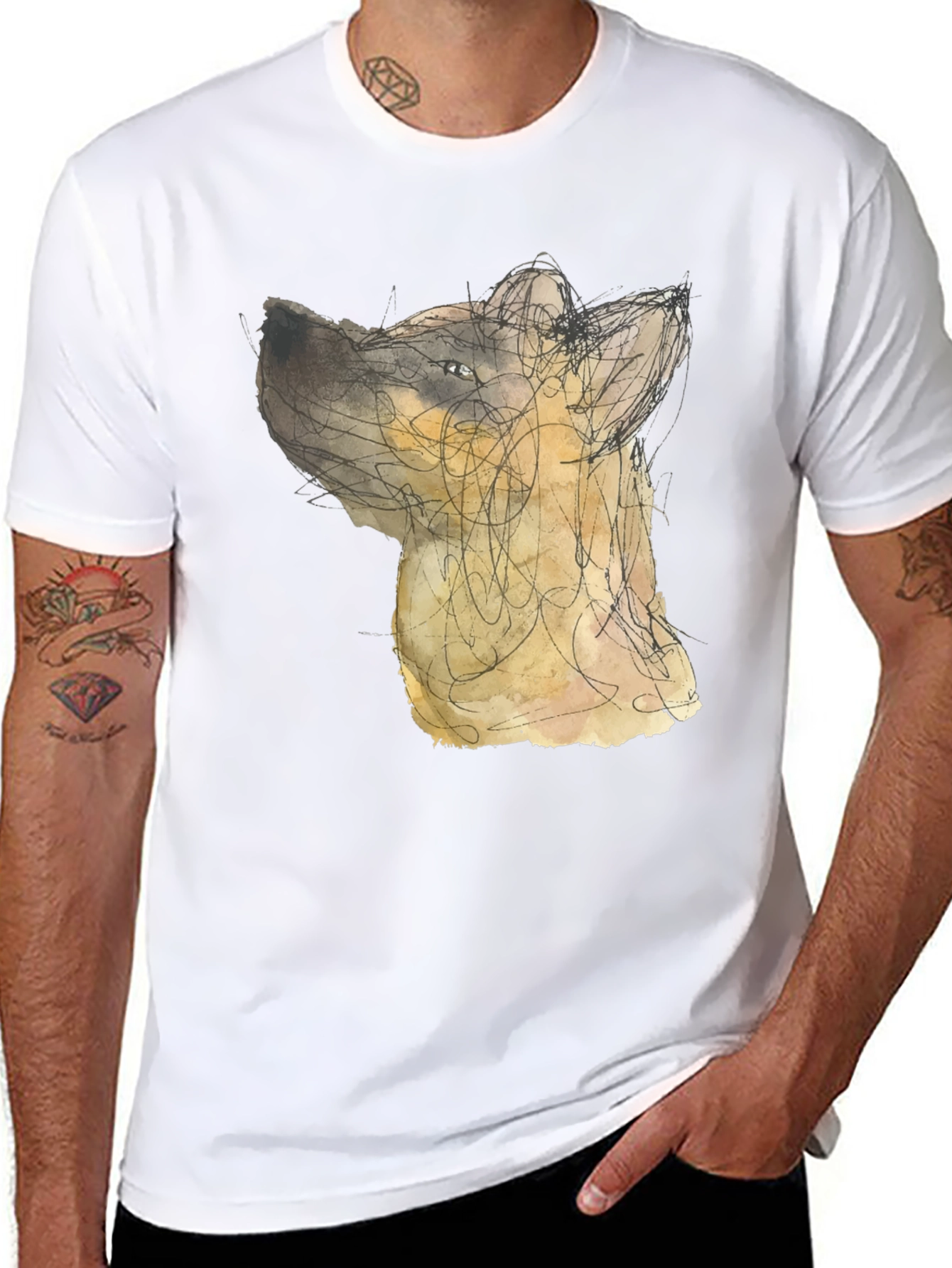 Abstract Dog Art Black T-Shirt