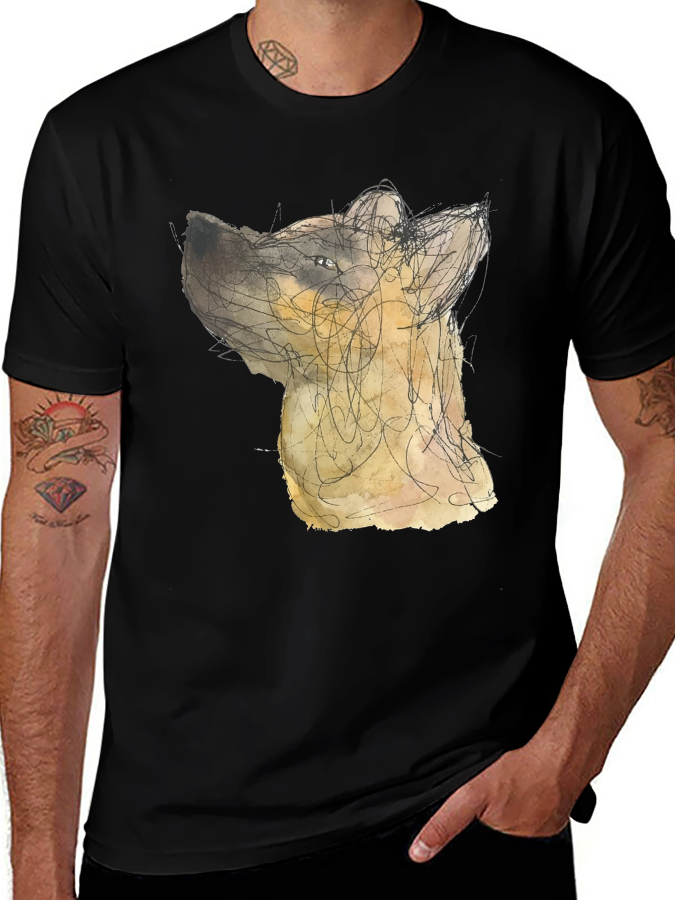 Abstract Dog Art Black T-Shirt