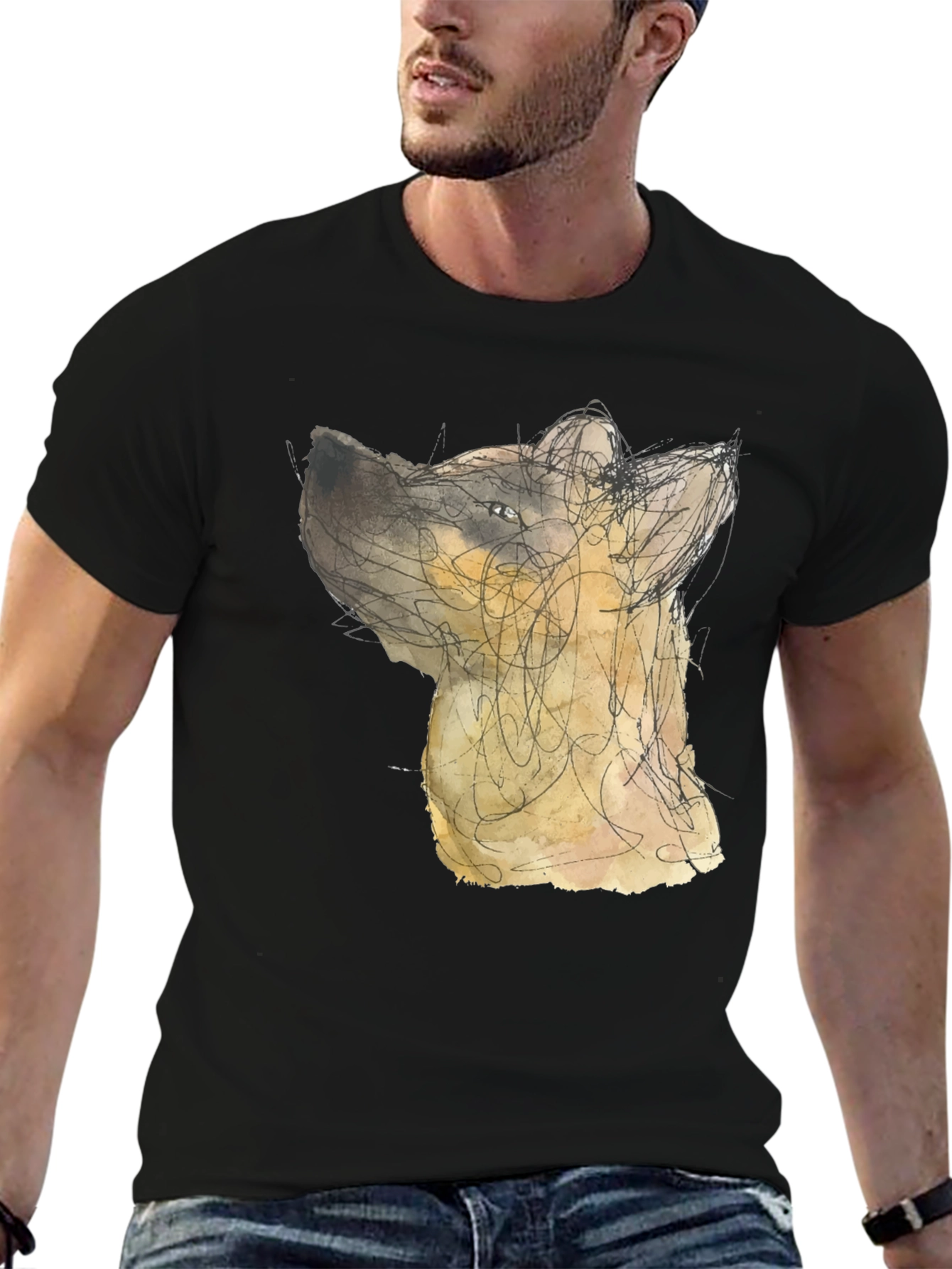 Abstract Dog Art Black T-Shirt