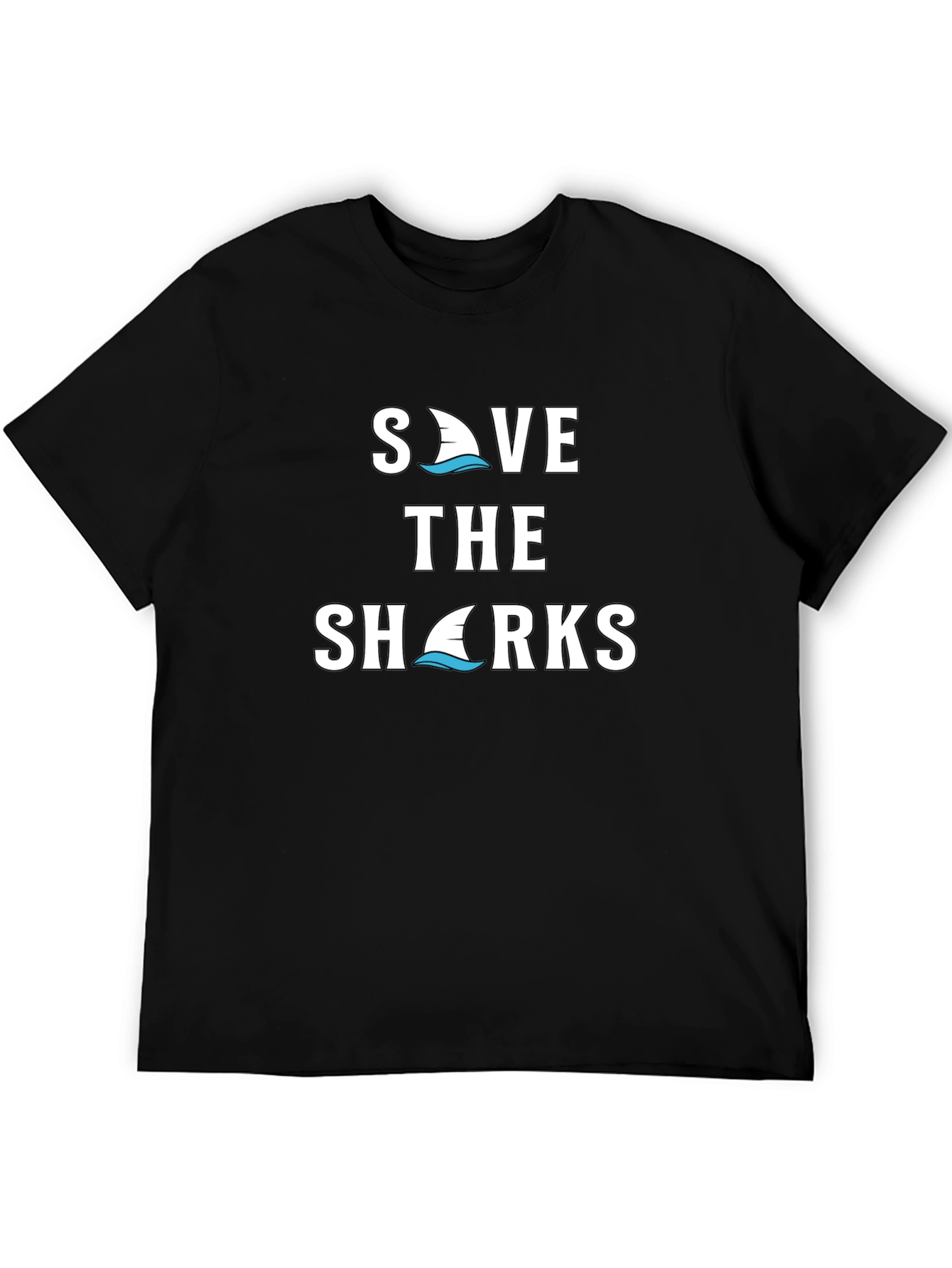 Save the Sharks Graphic Tee - Black Cotton T-Shirt