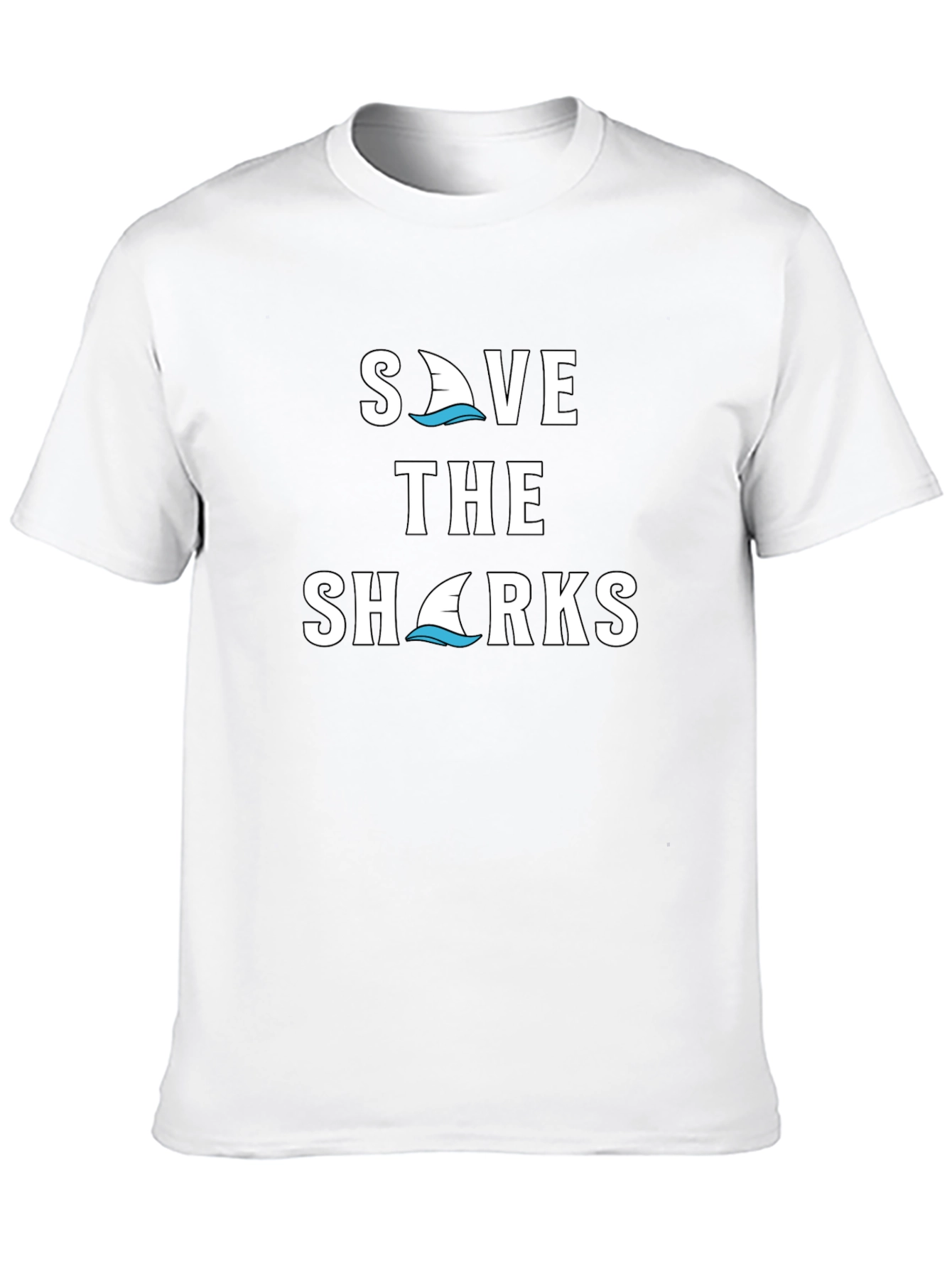 Save the Sharks Graphic Tee - Black Cotton T-Shirt
