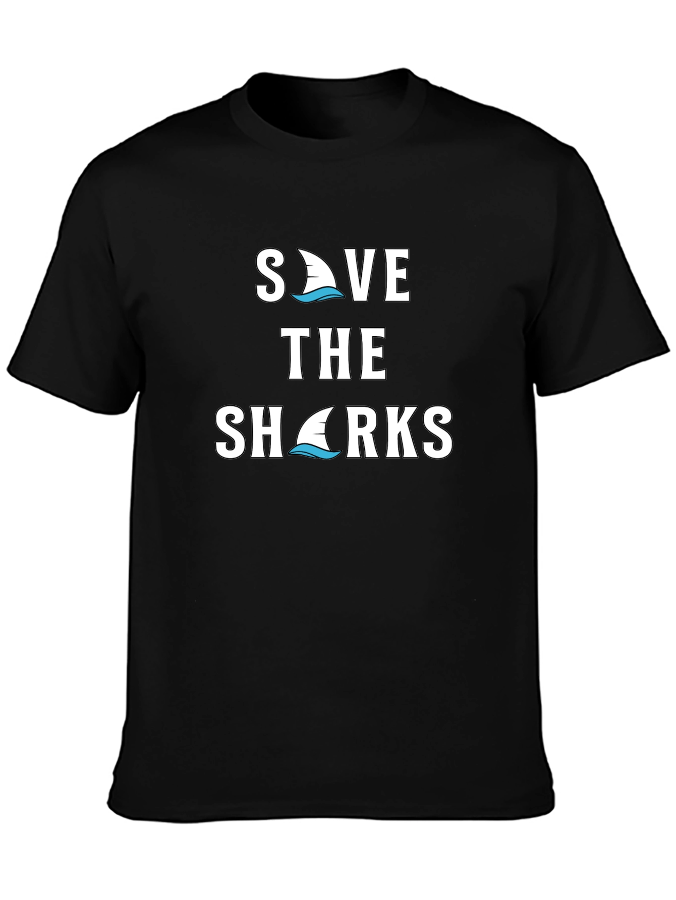Save the Sharks Graphic Tee - Black Cotton T-Shirt